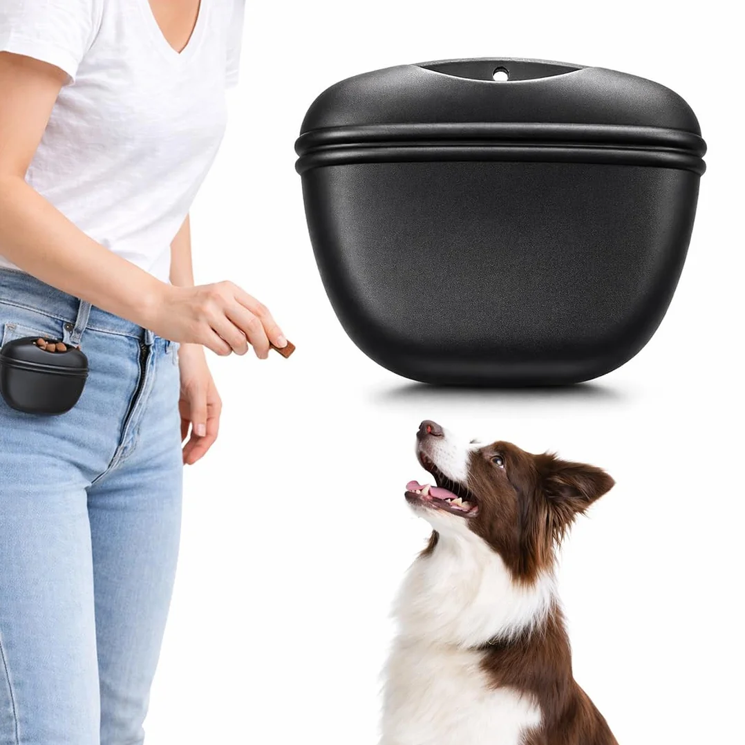 1 Bustina per Snack, Cintura in Silicone, Borraccia Portasnack per Addestramento Cani, per Uso Esterno, Colore Nero, 10.3 * 13.16cm