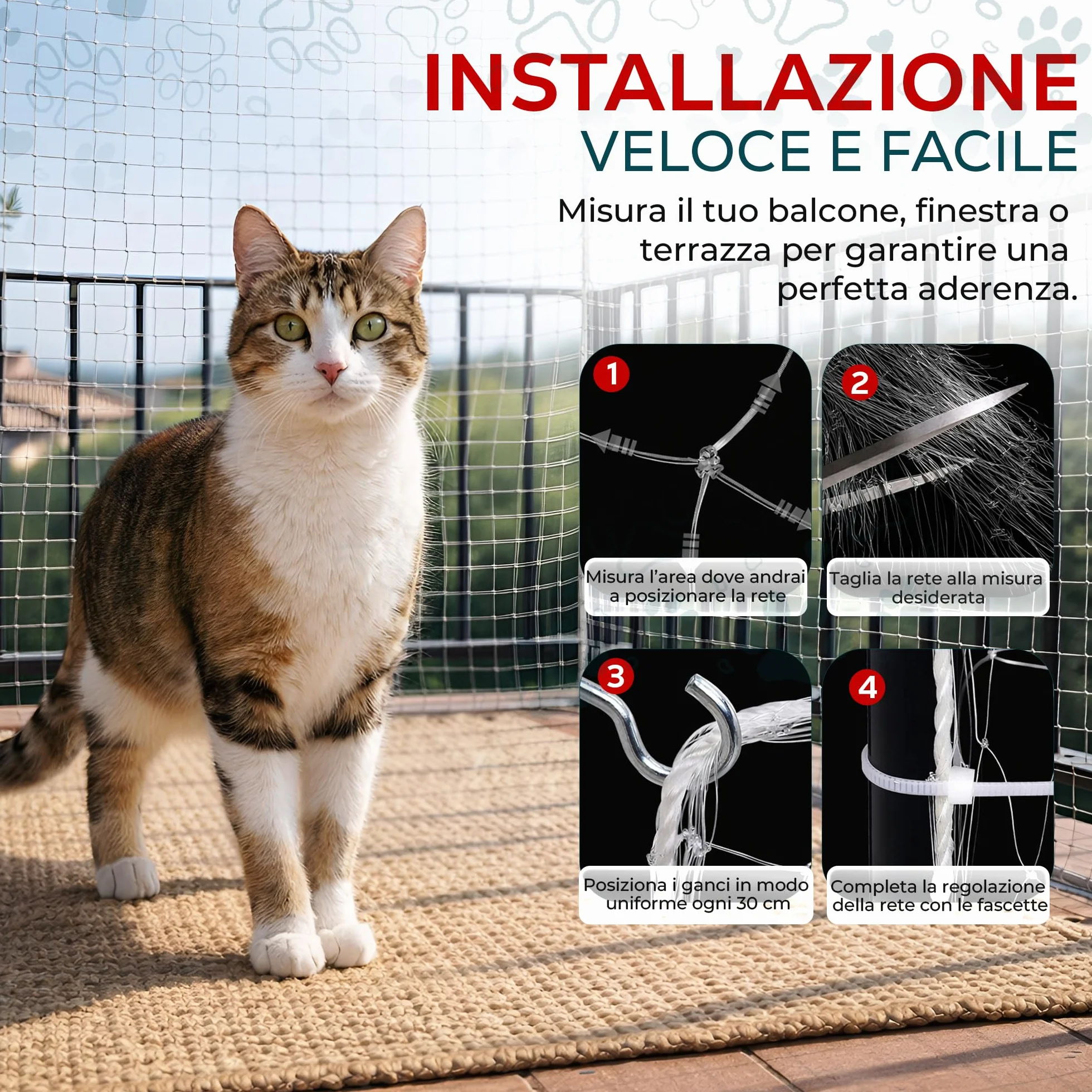 Rete per Gatti I Trasparente I 8x3m I Giocattolo Regalo I Rete per Gatti Balcone Trasparente I Rete Balcone per Gatti | Rete Protezione Balcone e Finestra per Gatti