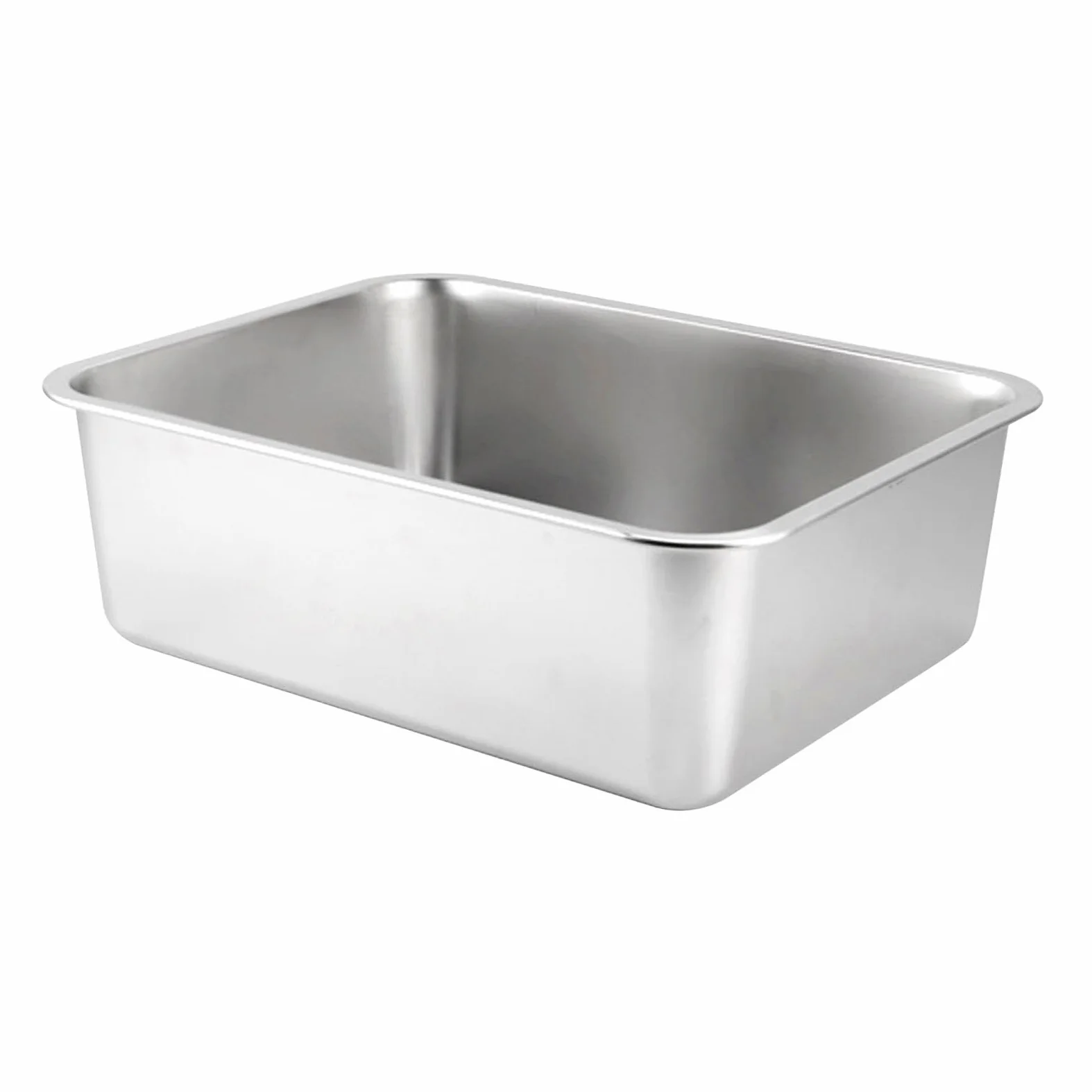 Lettiera per Gatti in Acciaio Inox con Lati Alti Multifunzionale antiruggine AntiGraffio con Bordo Liscio per, 40x30x15 cm