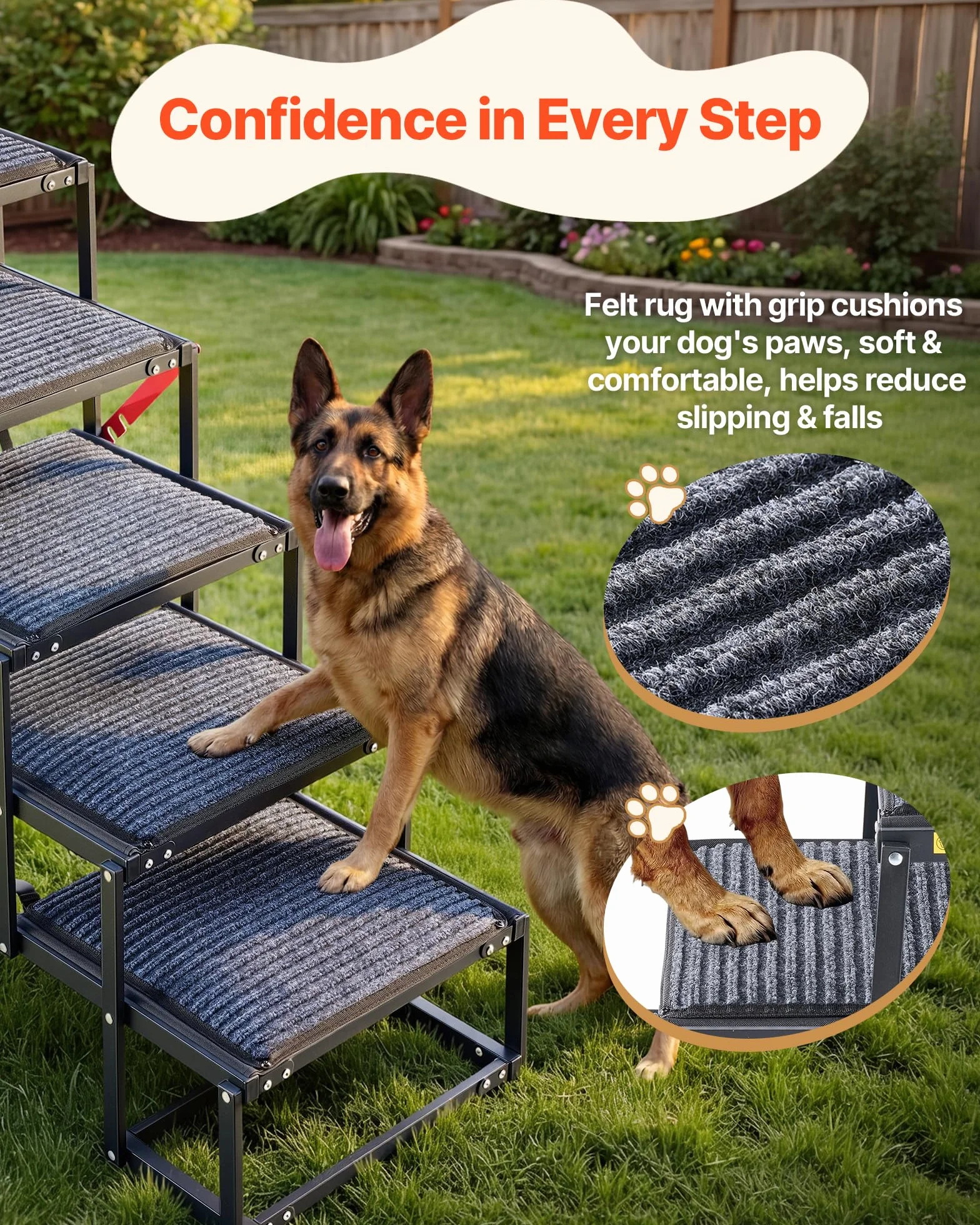 VEVOR Scaletta Pieghevole per Auto per Cani Animali Domestici, Scala Pieghevole a 5 Gradini per Cani da SUV Camion Letti Divani per Animali Domestici Carico max 90,72 kg Superficie Antiscivolo