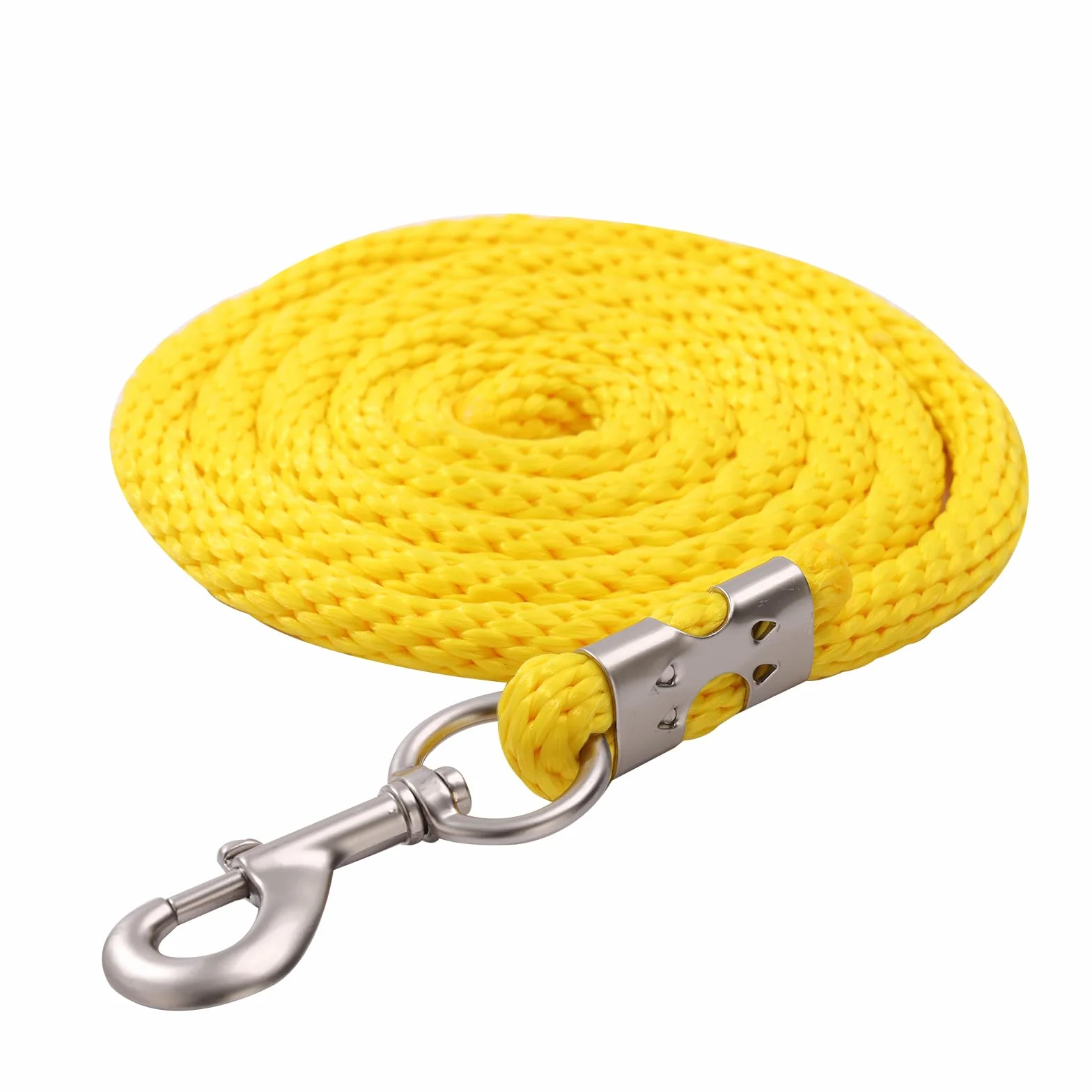 Corda per cavalli, corda lunga in diversi design alla moda, per pony, asino, capra, maglia lunga con moschettone (giallo, moschettone)