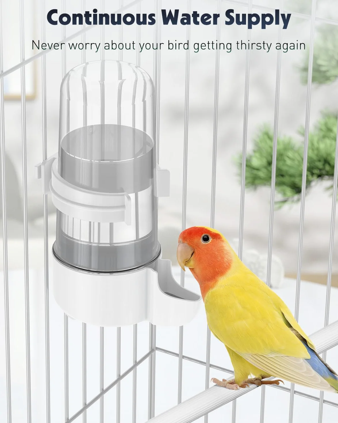 Pawfly 2 Pezzi Dispensatore d'Acqua per Uccelli, Alimentatore Automatico d'Acqua per Uccelli, Accessori per Gabbia per Pappagallo & Criceto, Bevitore d'Acqua per Bianco e Blu per Parrocchetto & Più
