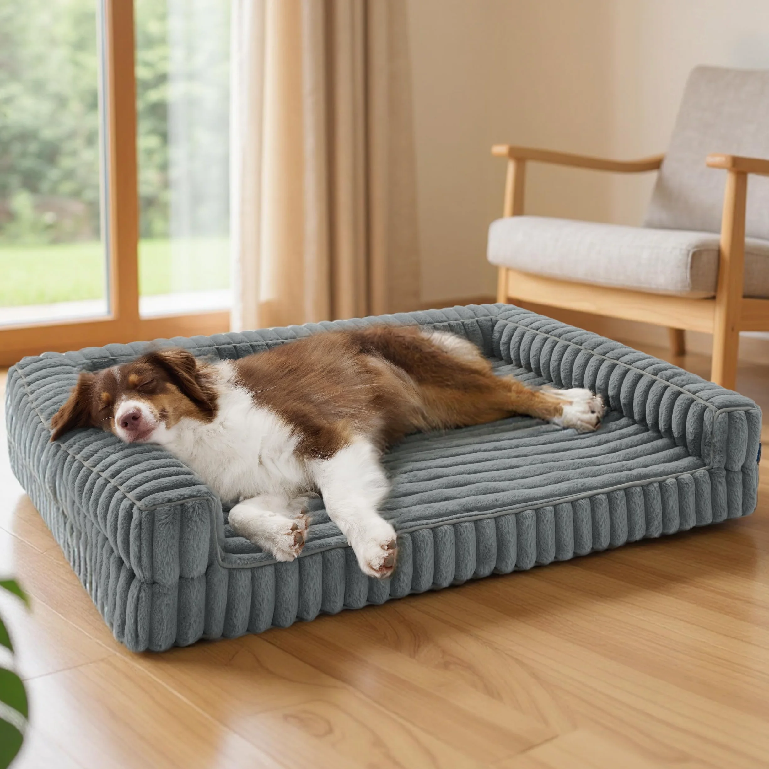Bedsure Cuccia Ortopedica per Cani Grandi 89x64x18cm Letto Ortopedico Memory Foam Impermeabile Base Antiscivolo Grigio caldo