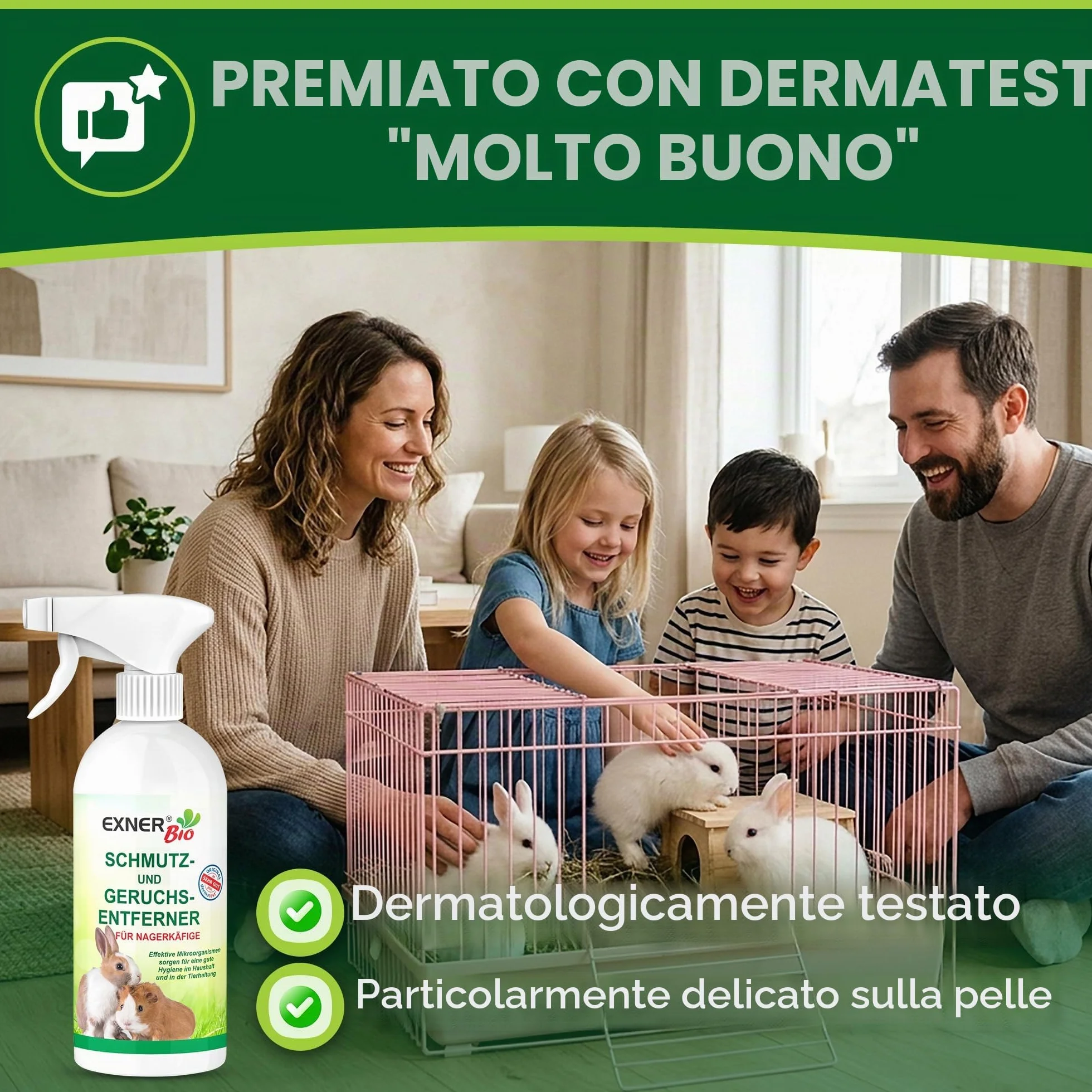 Antiodore e sporco per gabbie di roditori, con microrganismi contro le feci, l'urina e gli odori degli animali domestici, 100% naturale e delicato, flacone spray da 500 ml