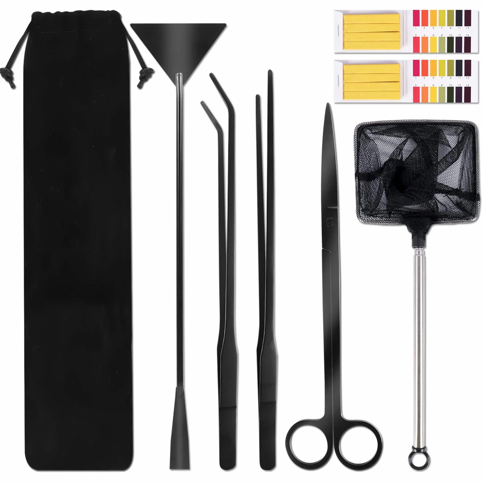 Ulikey Strumenti per Acquario, 7 in 1 Acciaio Inossidabile Acquario Dtrumento, Acquario Dtrumento di Pulizia, Pinzette Scissor Spatola Attrezzo del Acquari E Pesci Starter Kit