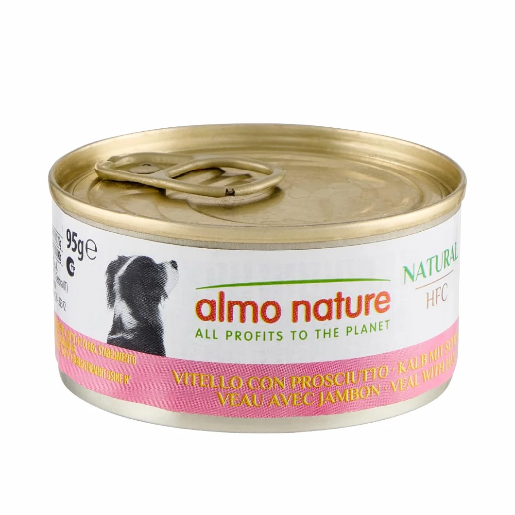 Almo Nature HFC Natural Alimento Umido per Cani Vitello con Prosciutto 95g Confezione da 24