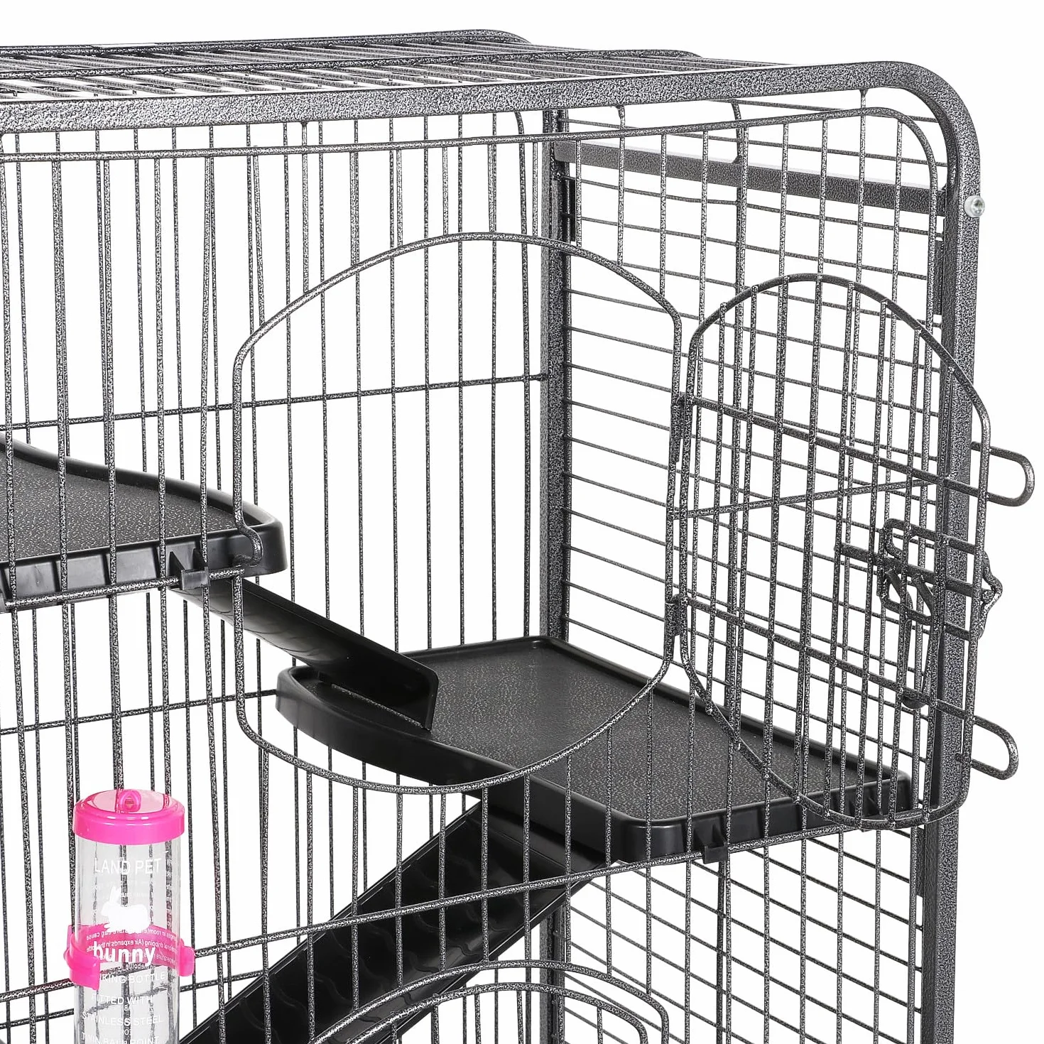 Yaheetech Gabbia per Coniglio Nano da Interno Esterno a 5 Ripiani Animali Domestici Grande in Metallo con 4 Rotelle Orientabili 64 x 43 x 131 cm Nera