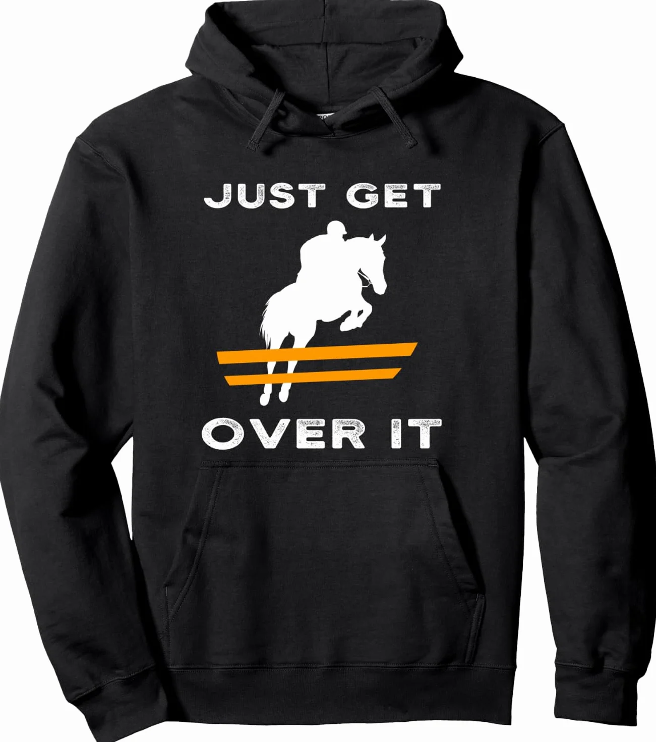 FUNNY HORSE LOVER PRESENTS Just Get Over It Spettacolo Equestre Di Salto A Ostacoli Felpa Con Cappuccio Unisex Adulto Grigio Melange S