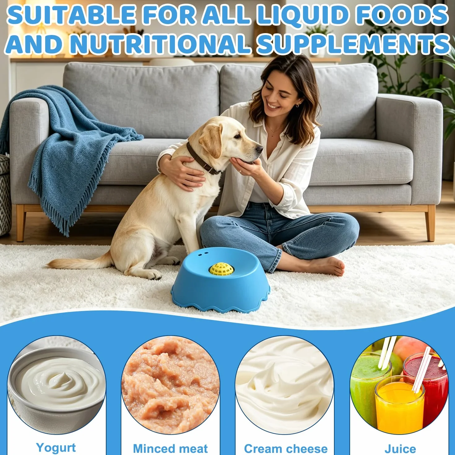 Lick Bowl per cani, Dispenser per leccare la palla, Dog Lick Toy, Giocattoli per cani e gatti per cibo liquido, Ciotola da leccare per cani, Cane Slow Feeder Lick Bowl, per addestramento, alime (A)