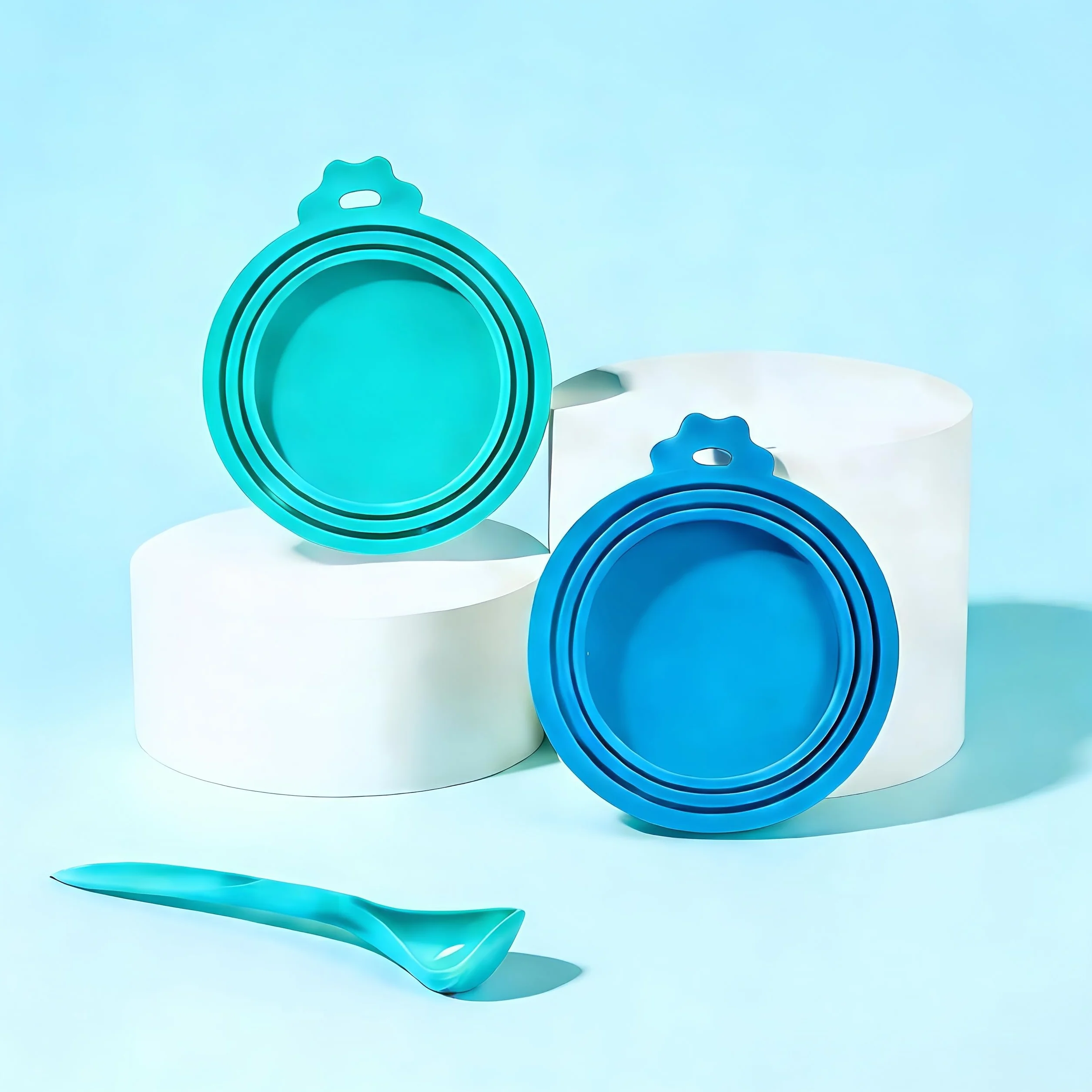 Coperchi universali in silicone per lattine alimentari, adatti per conservare cibo per cani e gatti, coperchi ermetici, in silicone per uso alimentare, adatti a 3 dimensioni standard, blu e