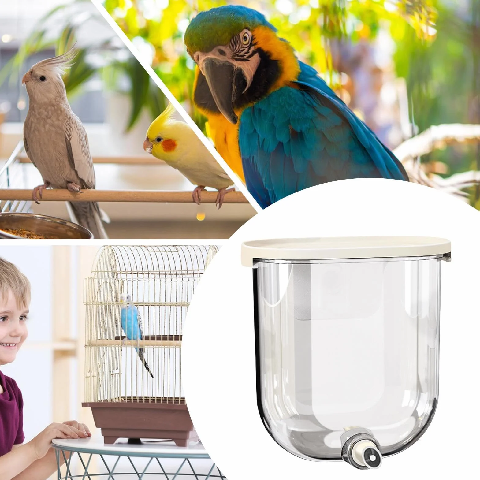 Abbeveratoio Per Parrocchetti - Beverino per Pappagallini - 330ml Tocco A Spillo Senza Gocciolamento Bevitore Da Montare Per Colibrì Pappagallini Fringuelli Pappagalli Canarini Cocorite