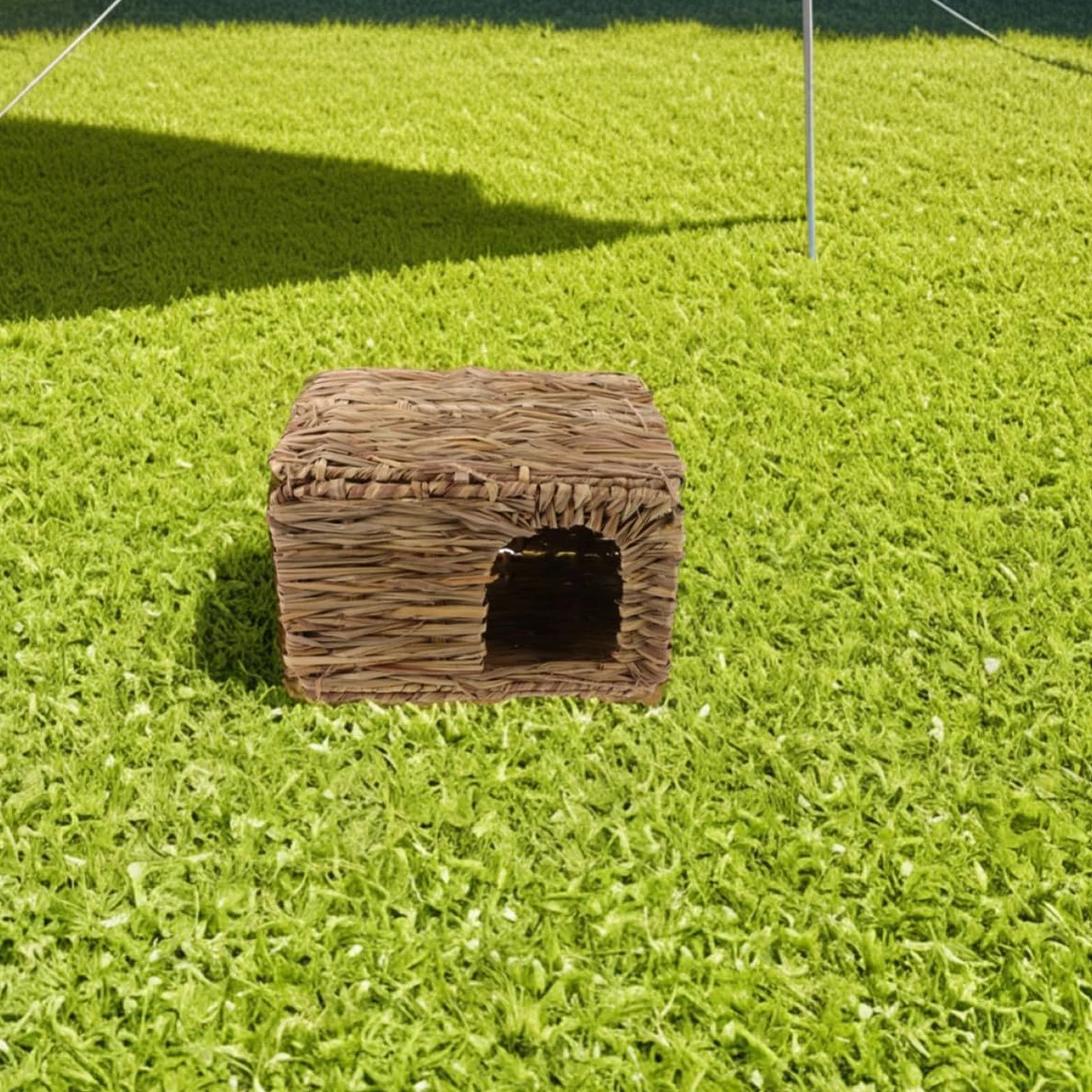 Casa per Conigli Rifugio in Intrecciata 2 Pezzi Pieghevole Resistente e Portatile per Piccoli Animali da Interno ed Esterno