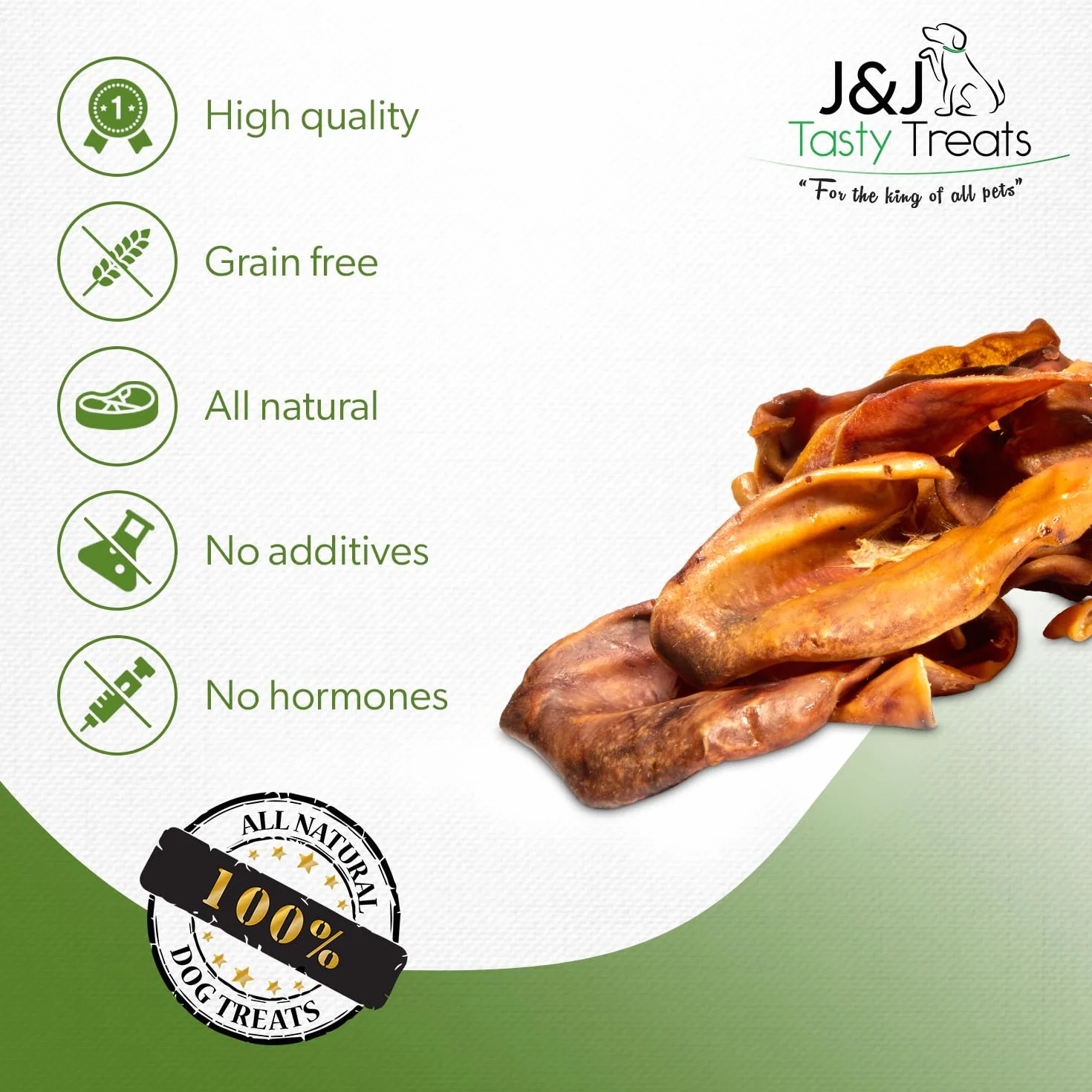 J&J Tasty Treats Orecchie di Maiale per Cani di Alta Qualità Snack per Cani (32 Pezzi)