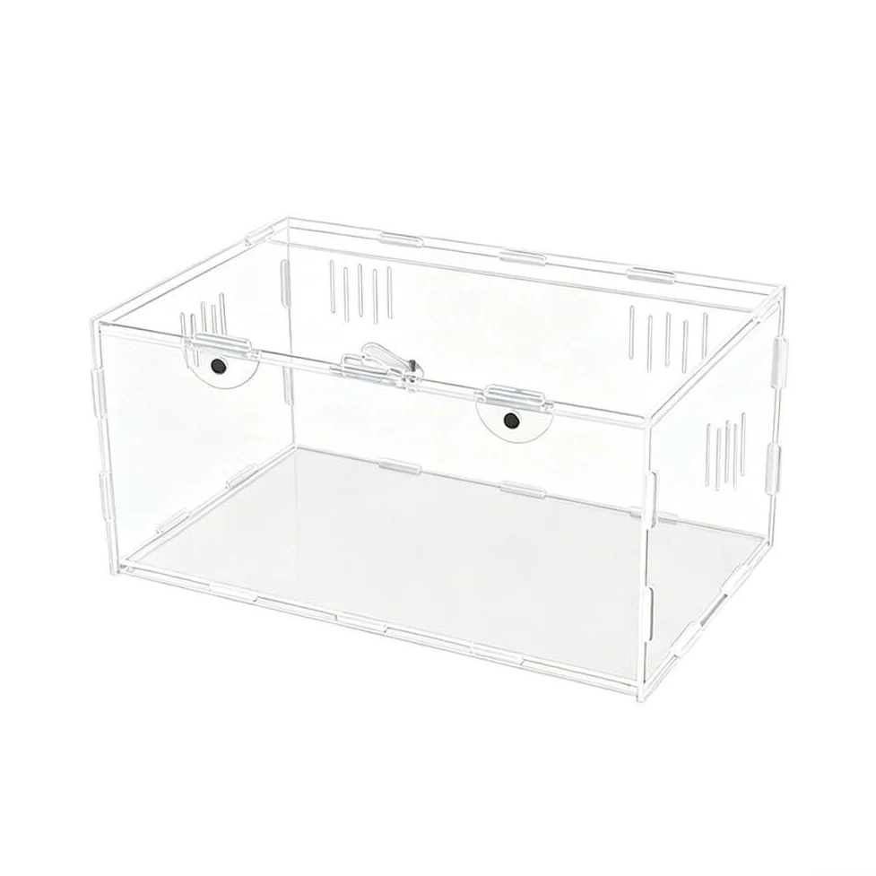Scatola Allevamento per Gechi e Ragni Scatola Allevamento per(30*20*15cm) | Chiusura a scatto per sicura, fori ventilazione laterali, design a conchiglia, previene fughe, per ideale per gechi