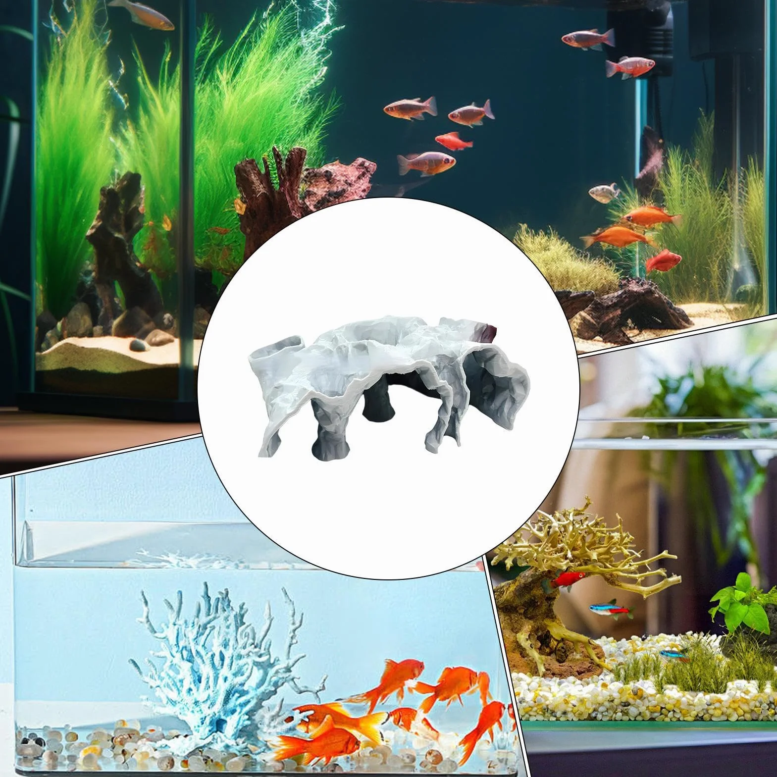 Rifugio Per Acquario | Grotta Sotterranea per Acquario Tunnel Decorativo,Rifugio Per Piccoli Pesci Ciclidi Betta Guppy E Decorazione Paesaggistica