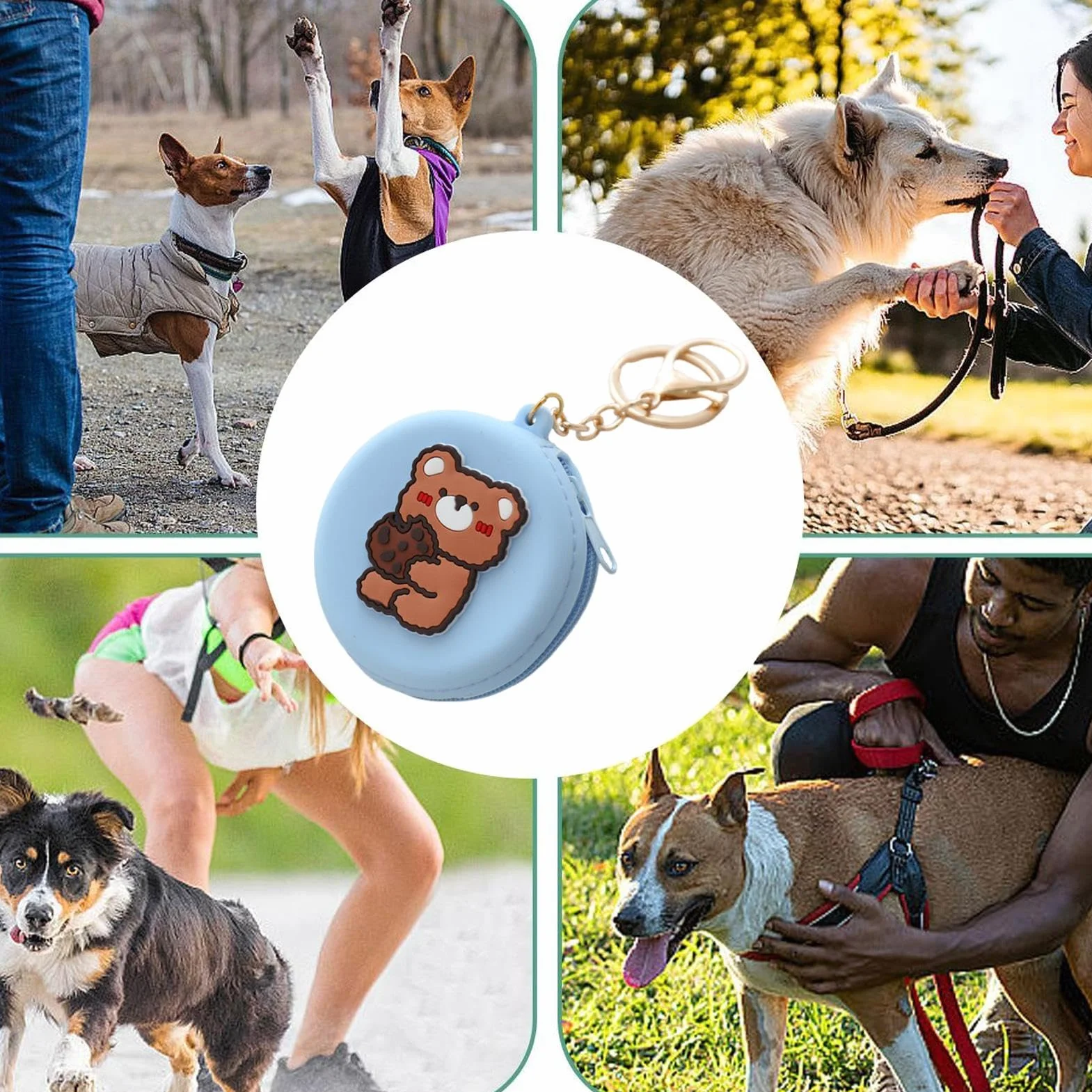 Custodia in Silicone per Cani - Porta Premietti per Cani Piccoli | Borsa per Snack per Cuccioli | Sacchetto Addestramento Cane Nero con Moschettone per Viaggio O Uso Esterno