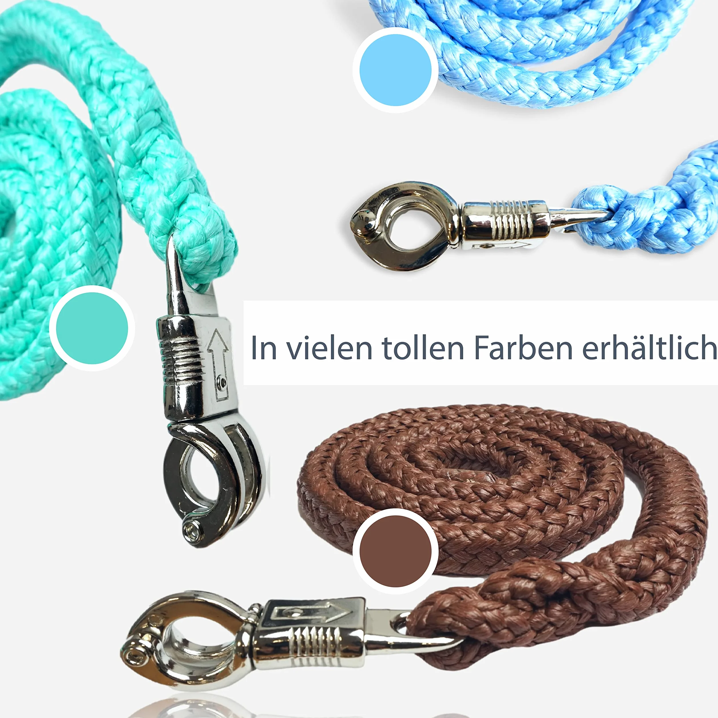 Maglia di guida con ganci antipanico | per cavalli, pony, shetty, asini | maglia di aggancio in molti design | lunghezza 1,60 m (azzurro)