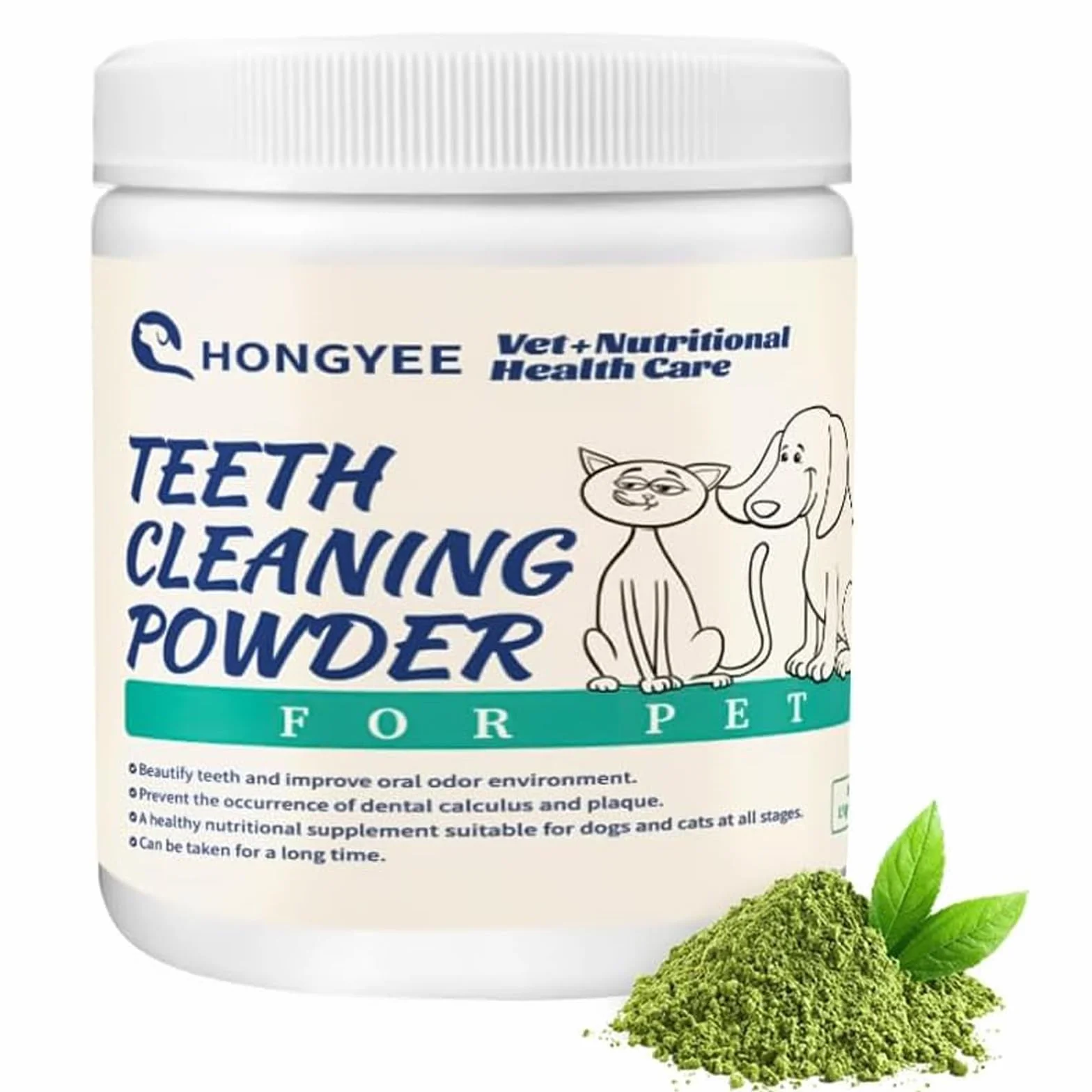 Polvere dentale per cani e gatti 150 g, rimuove tartaro e alito cattivo, inibisce placca, ingredienti naturali