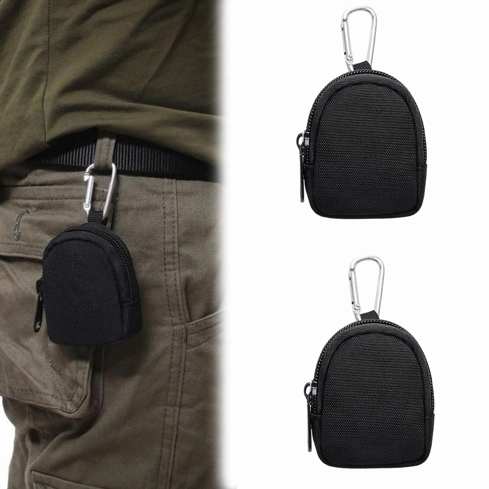 2 Pezzi Borsa Cane, Sacchetto Premietti Cane per Addestramento, Porta Snack per Cani con Clip da Cintura, Impermeabile e Portatile per Outdoor, Nero