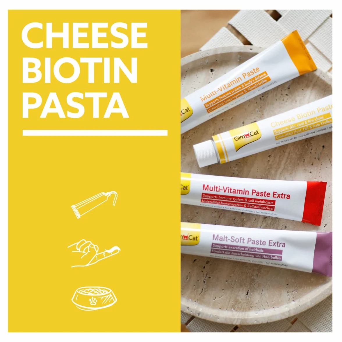 GimCat Cheese Biotin Pasta - Con formaggio aromatico, zinco e olio di lino per il pelo, la cute e gli artigli - 1 tubetto (1 x 200 g)
