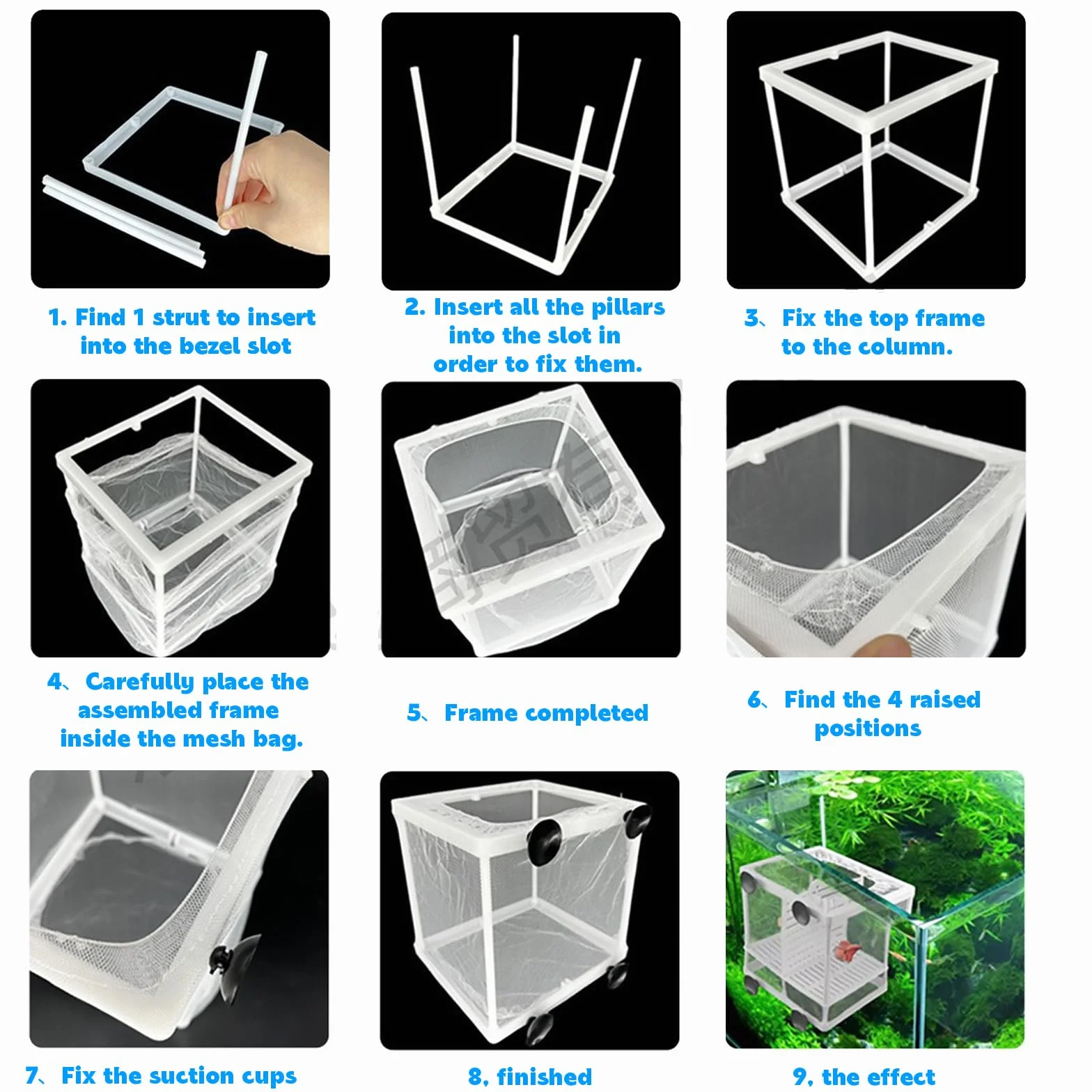 2Pz Sala Parto Acquario Plastica Nursery Acquario Rete di Allevatori per Acquari, Scatola di Allevamento di Isolamento per Pesci, Acquario Allevamento Incubatore con Ventosa,14,5cmx15,5cmx16cm