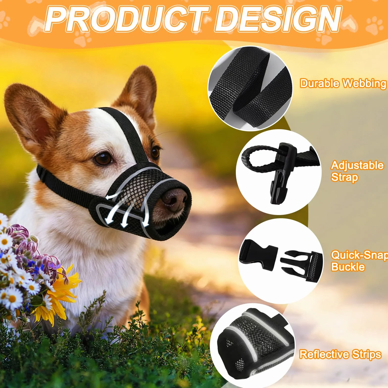 Museruola Per Cane in Nylon,Museruola Traspirante per Cani,Dog Muzzle Regolabile Cane,Traspirante Museruole per Cani in Rete,Prevenire Morsi Masticare e le Ingestioni Sostanze Nocive (XL)