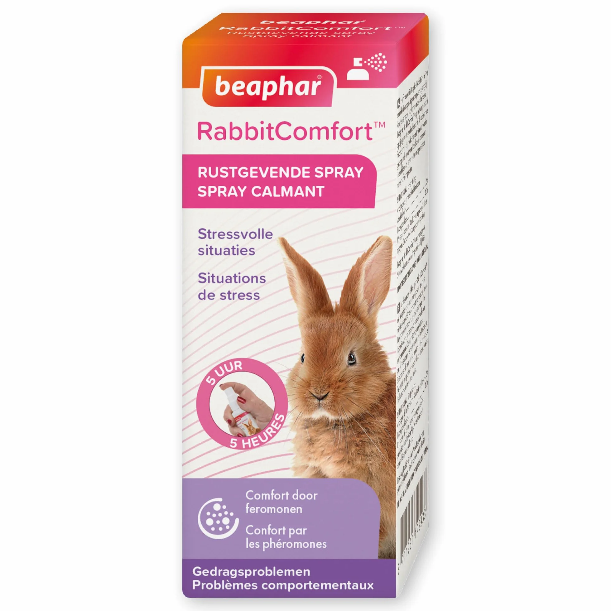 Beaphar – RABBITCOMFORT – Spray Calmante ai Feromoni per Coniglio – Riduce Lo Stress e i Problemi comportamentali – Pronto all'Uso – Flacone da 30 ml = 214 Spruzzi