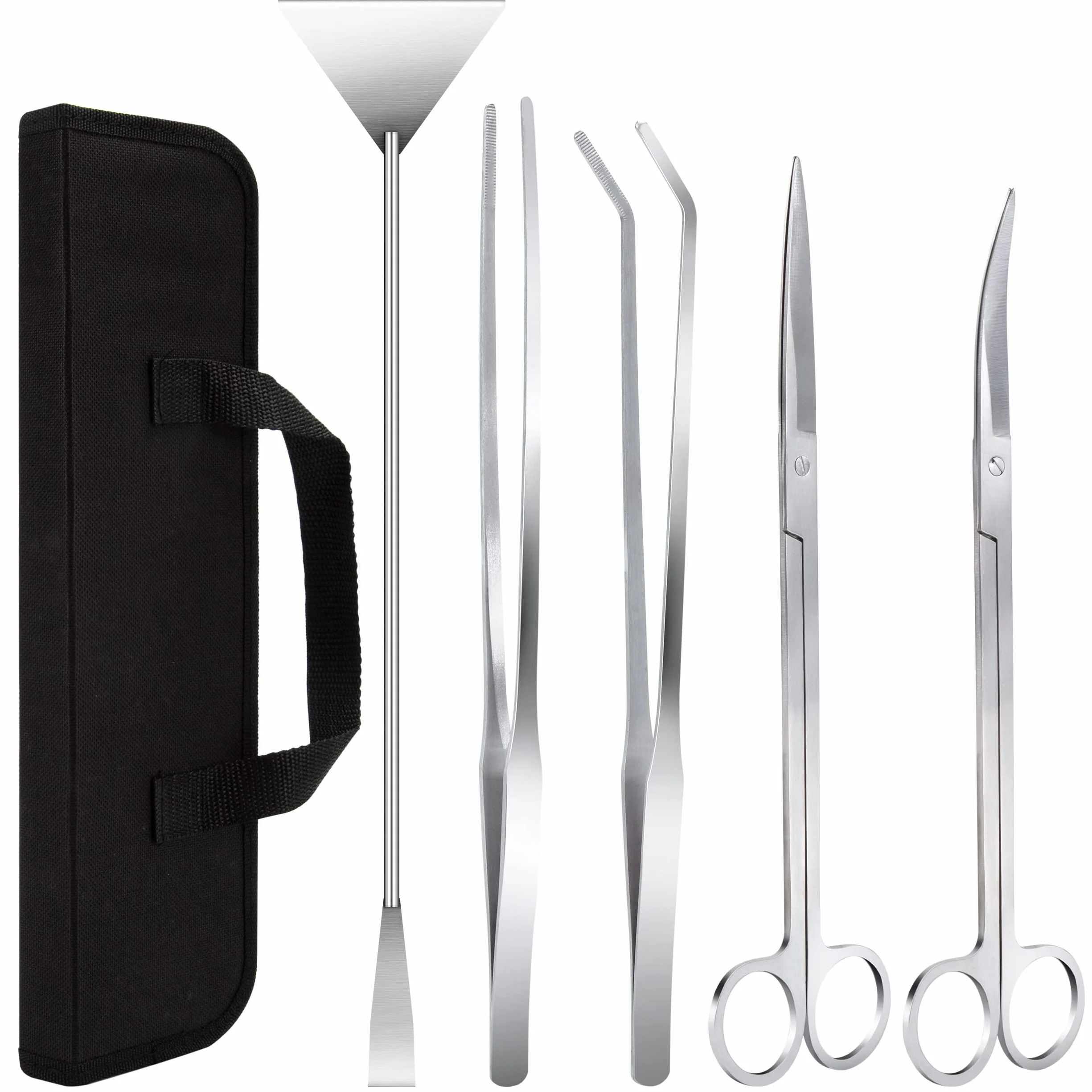 Set di Attrezzi per Acquario 5 In 1 Acquario Starter Kit Acciaio Inossidabile Set per Acquario Con Forbici Spatola Pinzette per Piante per Acquari