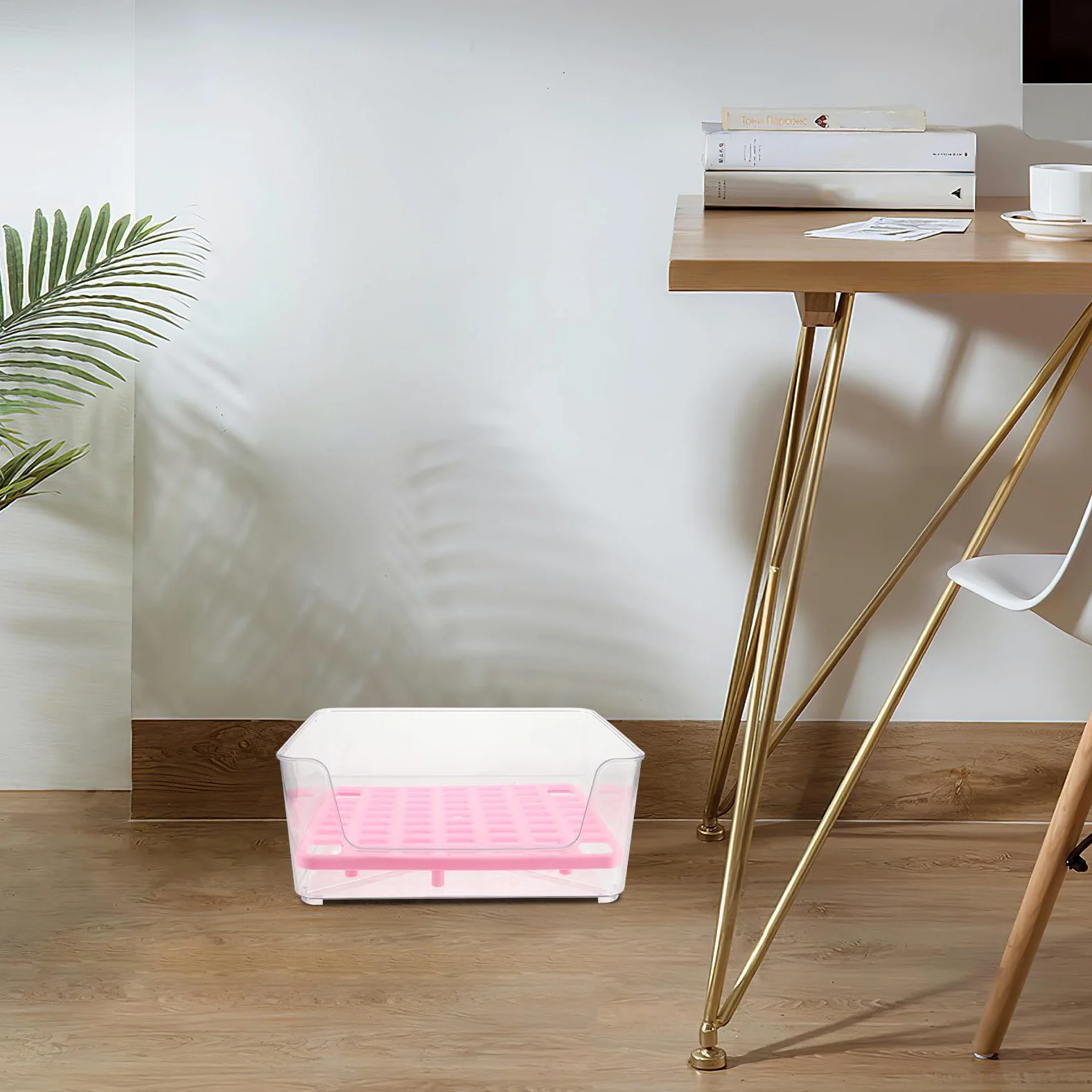 Ciieeo Lettiera per Gatti Anti-spruzzo Design Aperto in Acrilico Trasparente Vaschetta Addestramento e Facile da Pulire per Cuccioli per Uso Interno