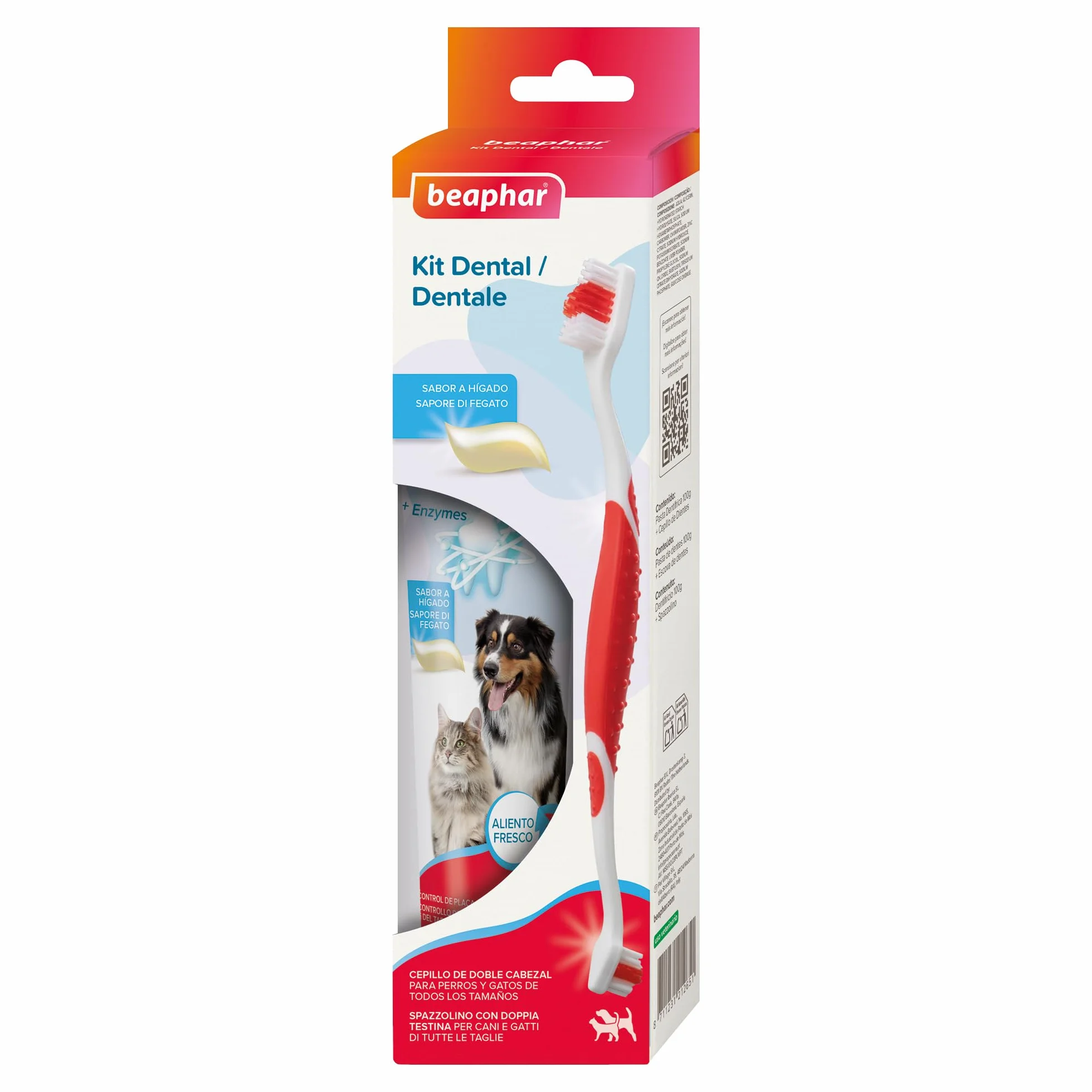 Beaphar Kit Dentifricio e Spazzolino per Cani e Gatti, Protezione Placca e Tartaro, Cura Quotidiana
