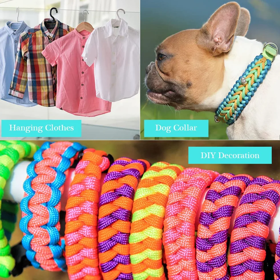 Paracord 550 corda in nylon Paracord da 4 mm, 35 pezzi di corde in nylon multifunzionali per la fabbricazione di braccialetti fai da te Cordino per cani Collare per cani