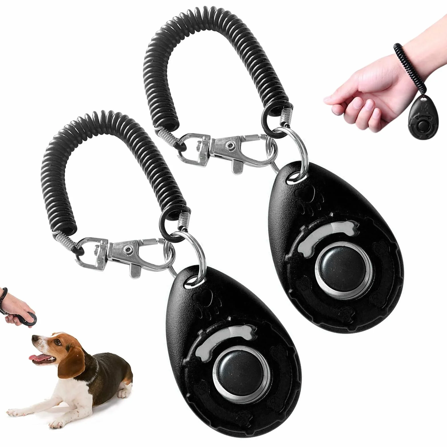 Aililong 2 Pezzi Dog Clicker - Addestramento Animali (Cani/Cuccioli/Gatti/Cavalli), Pulsante Grande, Materiali Alto qualità, Versatile
