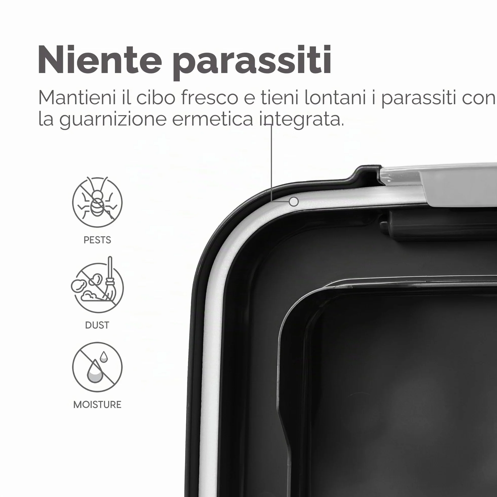 Iris Ohyama, Contenitore per Crocchette Ermetico, 30L+10L, Nero, Ermetici, Plastica, con Coperchio, Per Cibo per Gatti, Cani, Cibo secco, Crocchette, Dolci, MP-8&MP-1