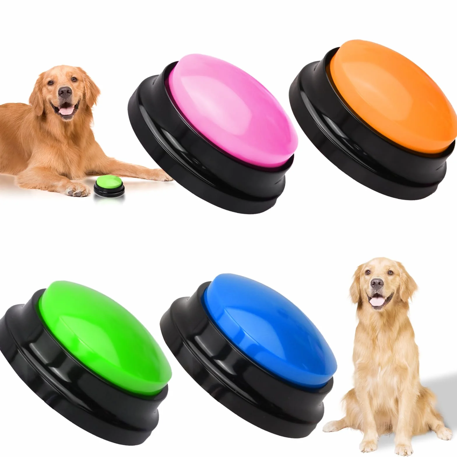 4 Pezzi Buzzer Registrazione, Pulsante Registrabile, Pulsanti per Cani per Comunicazione, Pulsanti per Cani Parlare, Buzzer per Cani, Pulsanti Bottoni per Cani Animali Domestici Allenamento