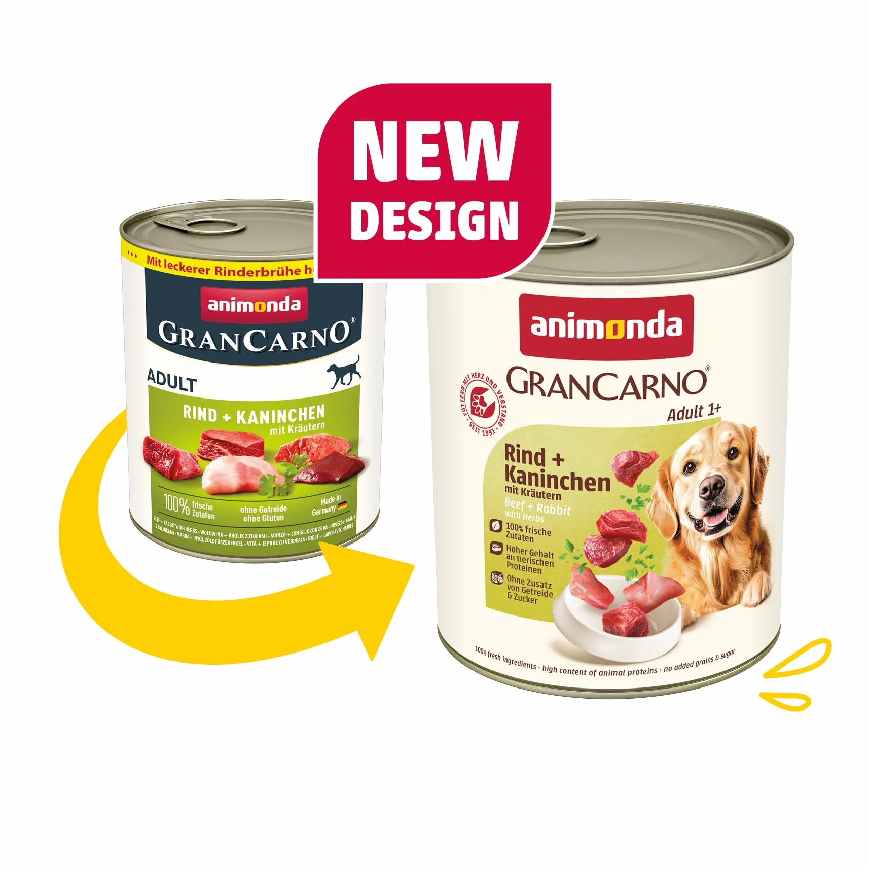 Animonda Gran Carno - Cibo per Cani, coniglio + erbe, 6 x 800 g