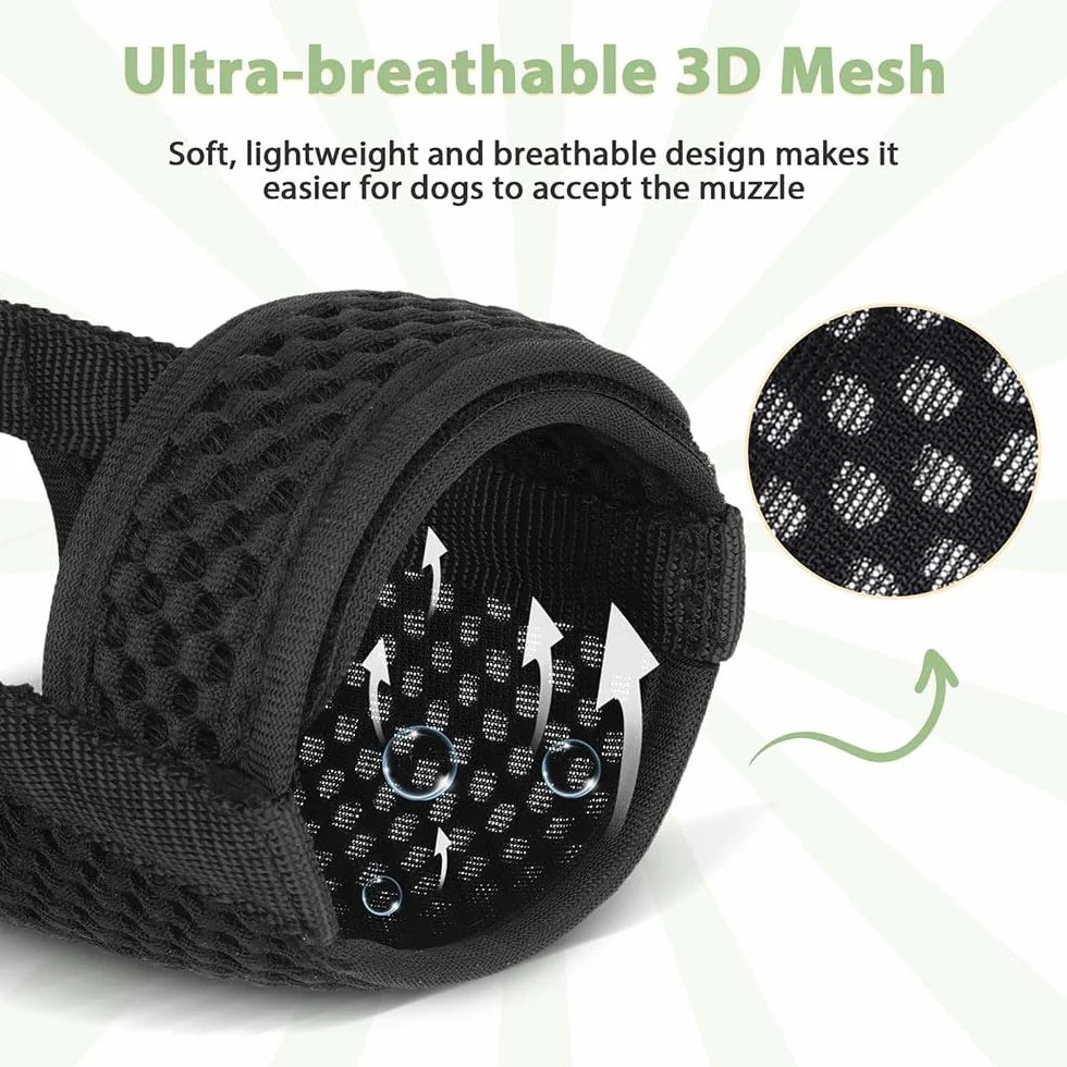 Museruola per cani,in nylon,Museruola Traspirante Cani Regolabile con Cinghie in Velcro, Copertura per Cani di Piccola Media Grande Taglia