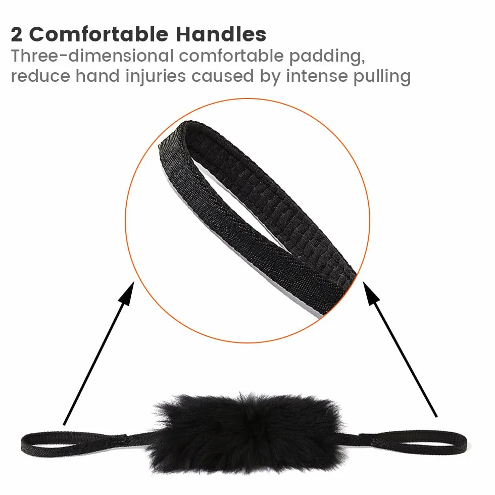 HOWGO Giocattolo per cani – Doppio manico per cani Bungee Chaser Toy 100% pelle di pecora, odore di pecora, giocattolo per tutte le razze (arancione, grande)