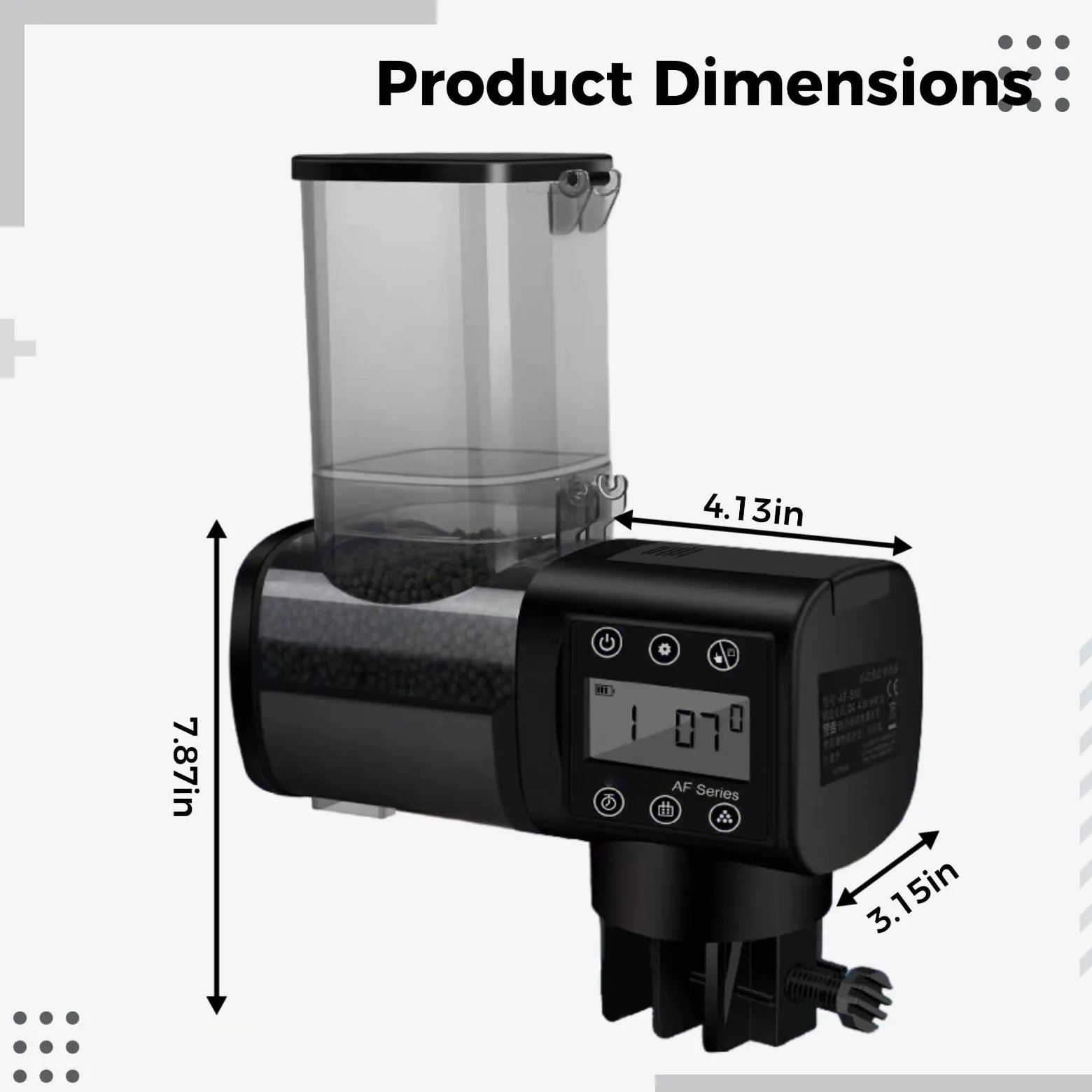 Distributore automatico per pesci per acquario, 250 ml, erogatore automatico con alimentazione a tempo regolabile, doppio supporto, indicatore visivo, batterie incluse, per pellet fino a 3 mm