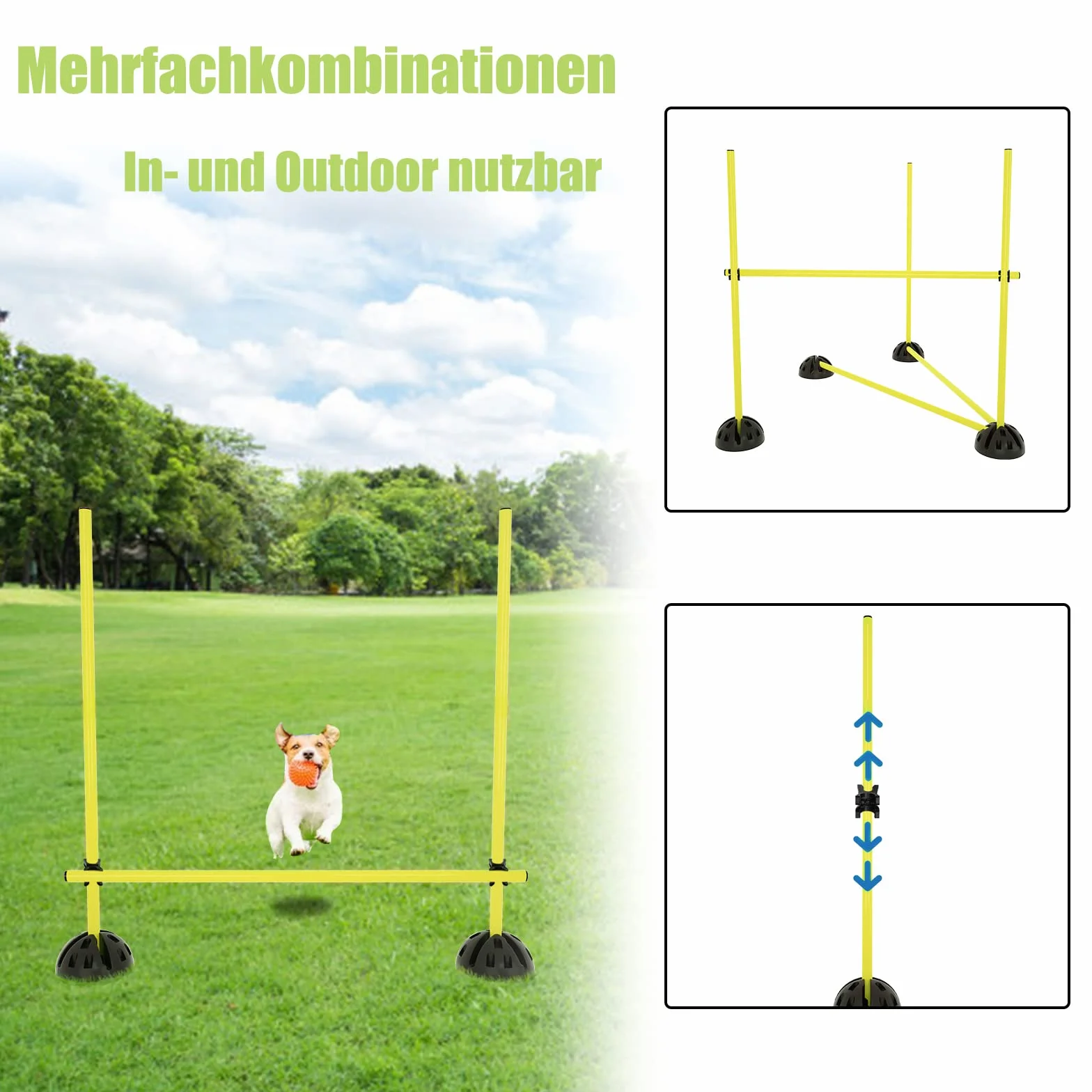 NAIZY Sport Slalom Pali Agilità Kit Allenamento Salto Dribbling 15 Aste 100cm Giallo