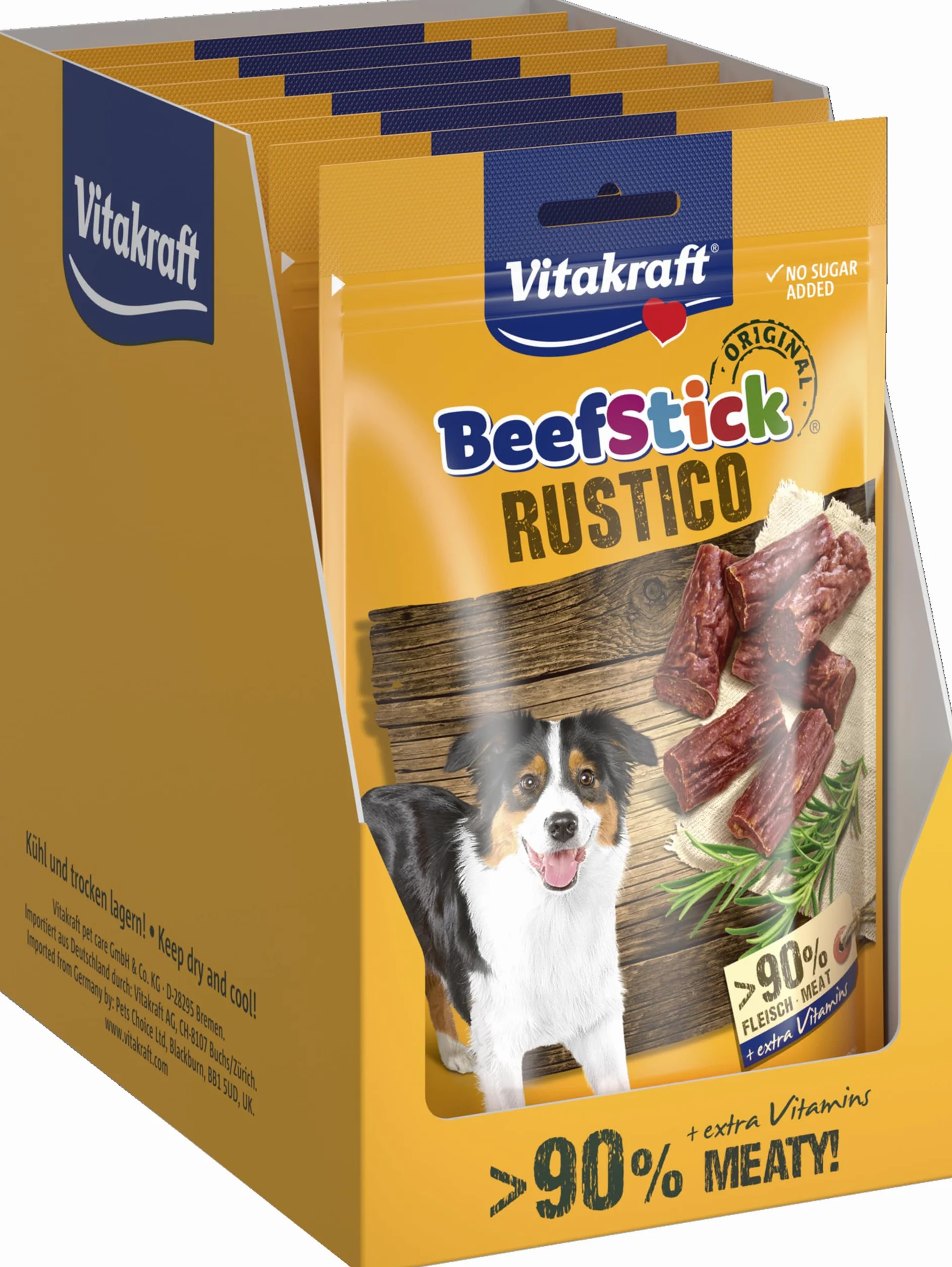 Vitakraft Beef Stick Rustico, snack cane, bocconcini al salame, snack per l’addestramento del cane, senza zuccheri aggiunti (7x 55g)