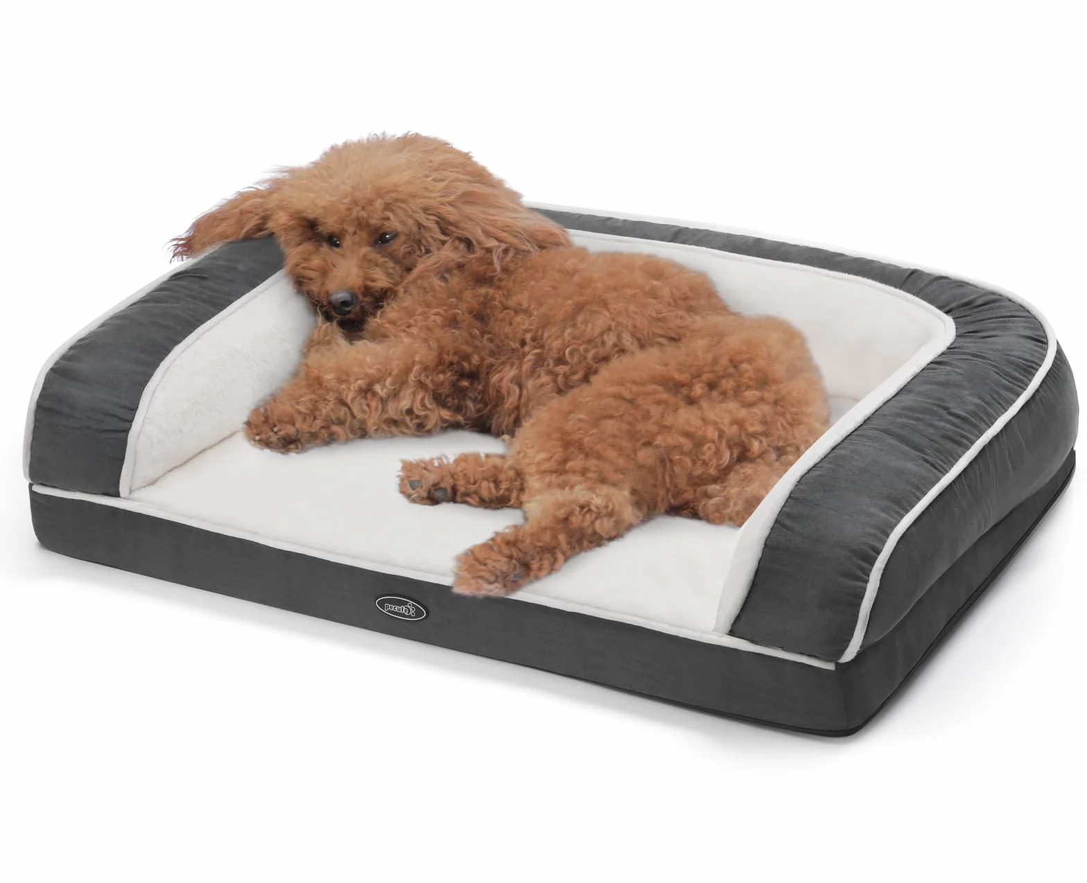 Pecute Cane gatto sfoderabile (M 76 × 46 × 18 cm), disponibile in tutte le stagioni, cuscino cane ortopedico | in schiuma per cassa per uova, letto per cane | con 3 supporti laterali, divani per cani