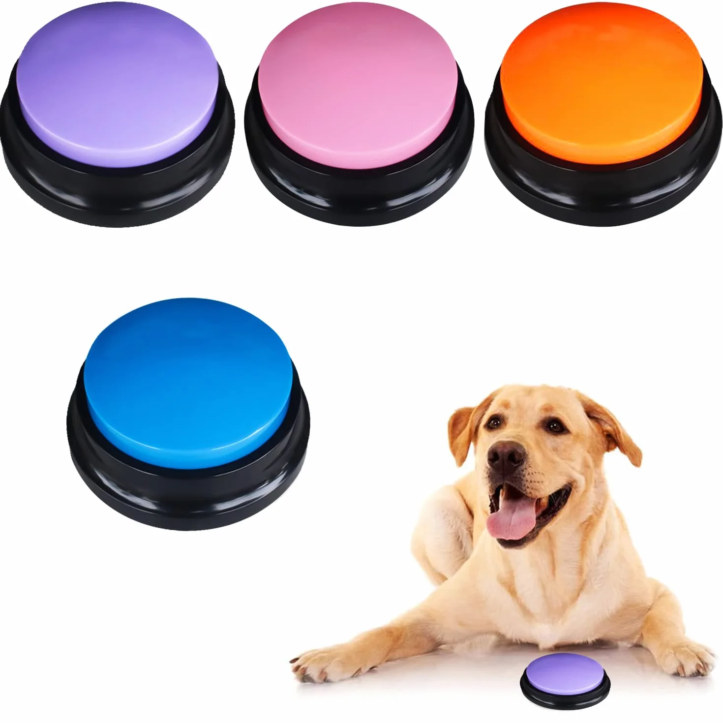 Pulsanti per Cani Parlare Buzzer Button Gioco Interattivo Cane Accessori Clicker per Cani Addestramento 4 Pezzi Recordable Training Answer Buzzers Pulsante Cane Parole Bottoni Parlanti per Cani
