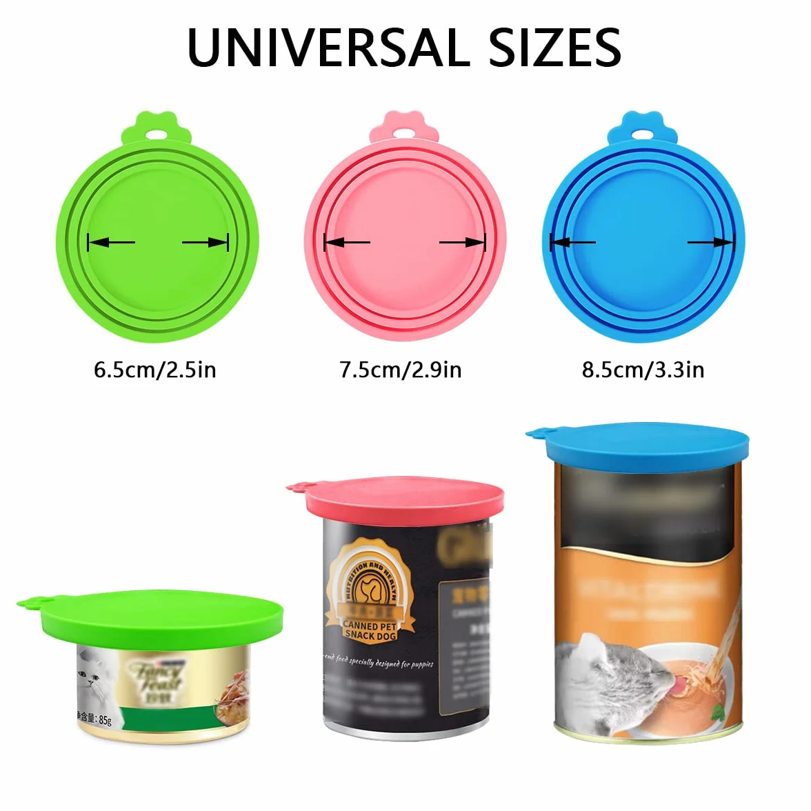4 Pezzi Coperture per Lattine per Animali, Ucoperchi Universali in Silicone per Barattoli di Latta per Cani e Gatti Coperchi con 2 Cucchiai per la Conservazione del Cibo per Cane e Gatto