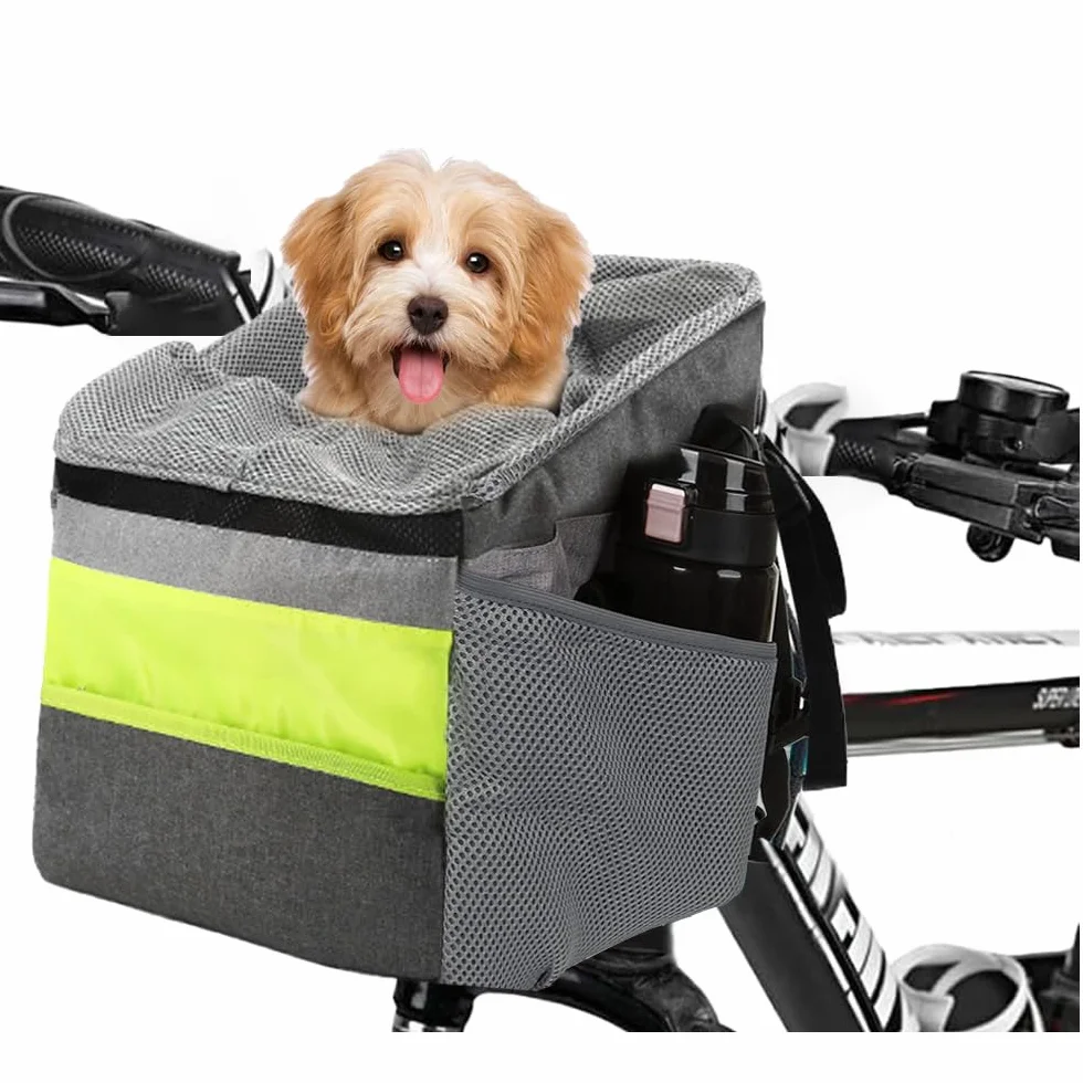 Cestino per Bicicletta Animale Domestico, Cestino Anteriore per bici Multiuso per Animali Domestici Max 5 kg, Staccabile Borsa da Bicicletta per Cani