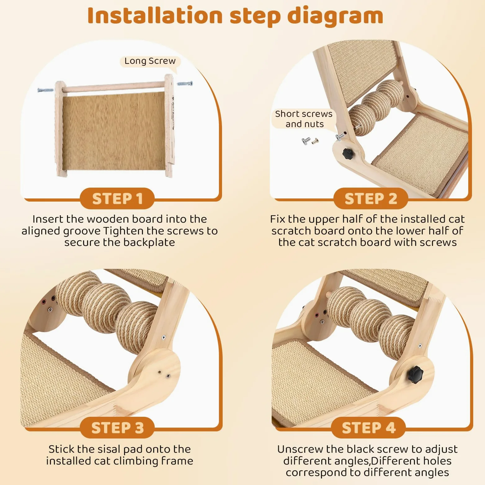 Tiragraffi gatto Tri-Use Sisal L a forma di palla alta 59 cm in sisal naturale, colonna tiragraffi gatto per tutti i gatti, per rilassarsi, proteggere mobili e divani
