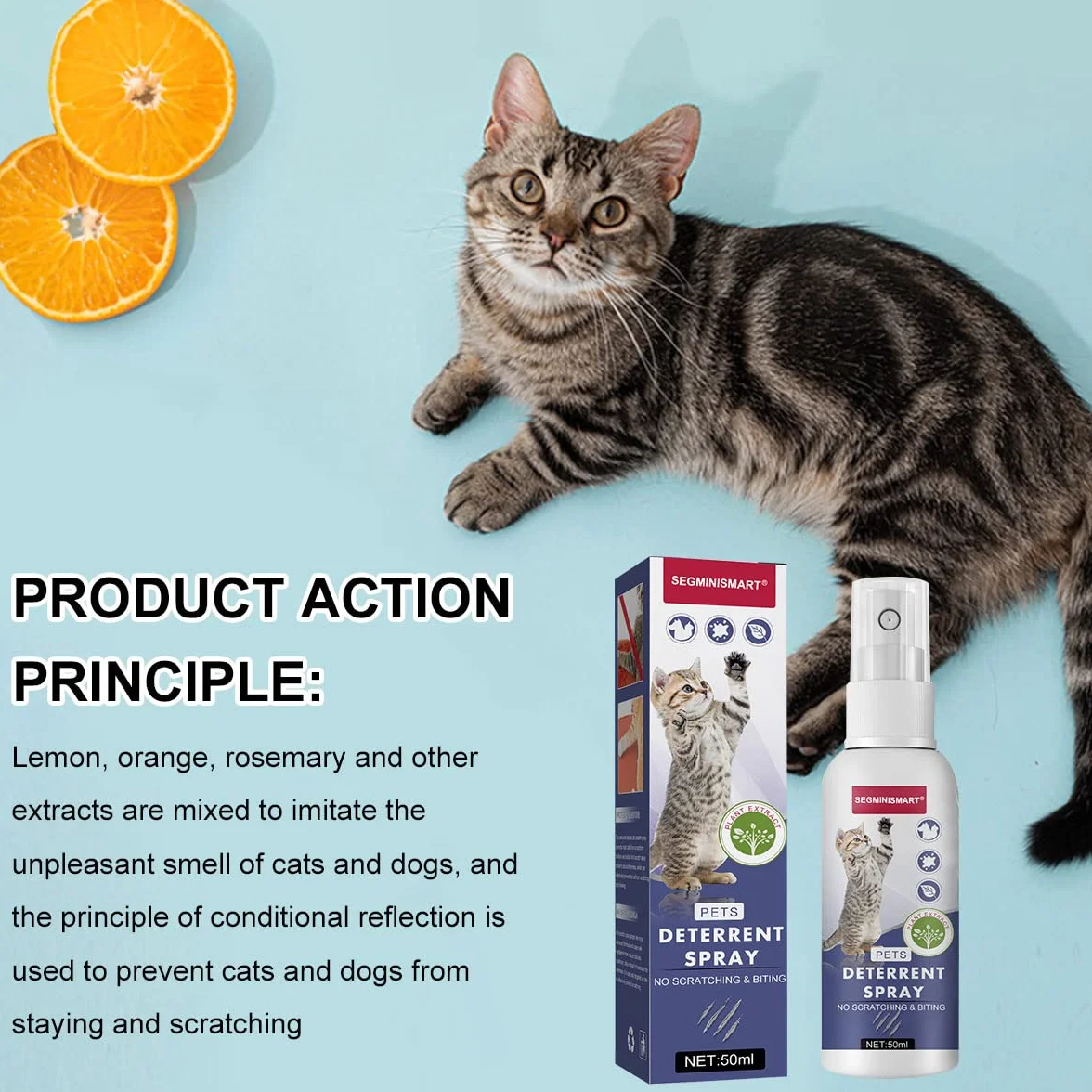 SEGMINISMART Spray antigraffio, anti-graffio, per gatti, per gatti, per cani, per interni ed esterni, per proteggere la vostra casa, 50 ml