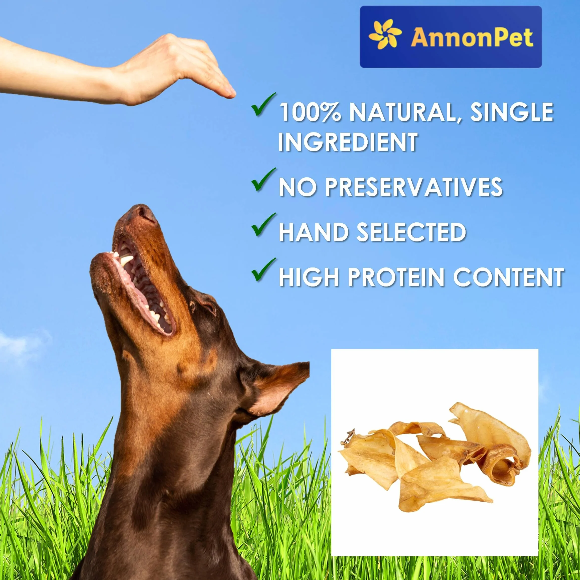 10 Orecchie di Manzo Essiccate per Cani – Snack Naturale e Masticativo ad Alta Digeribilità – Ricche di Proteine, Senza Additivi – Ideali per Igiene Dentale, Antistress