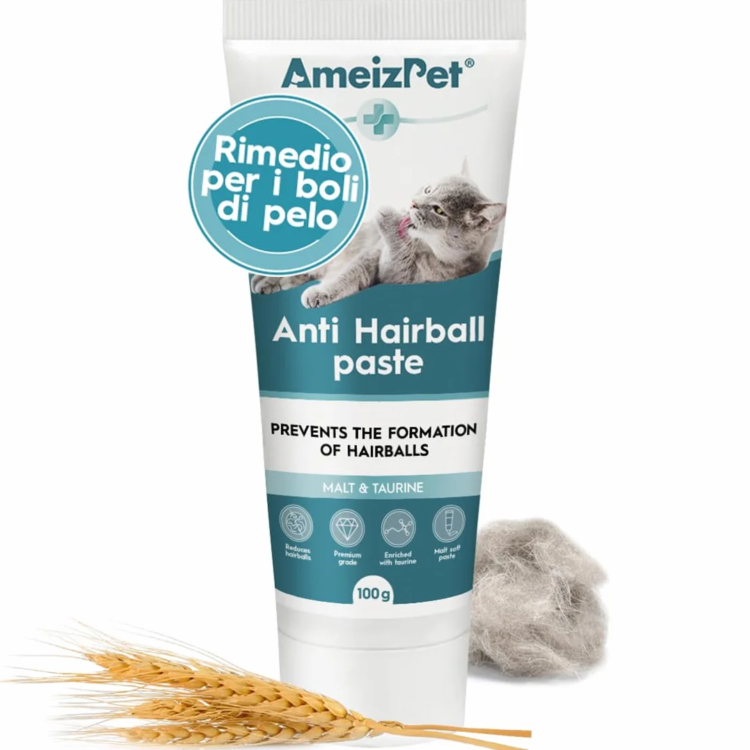 AmeizPet Pasta al Malto per Gatti, Pasta per Gatto Anti Bolo, Rimedio per Gatti per Ridurre i Boli di Pelo, 100g (3.52 Oz)