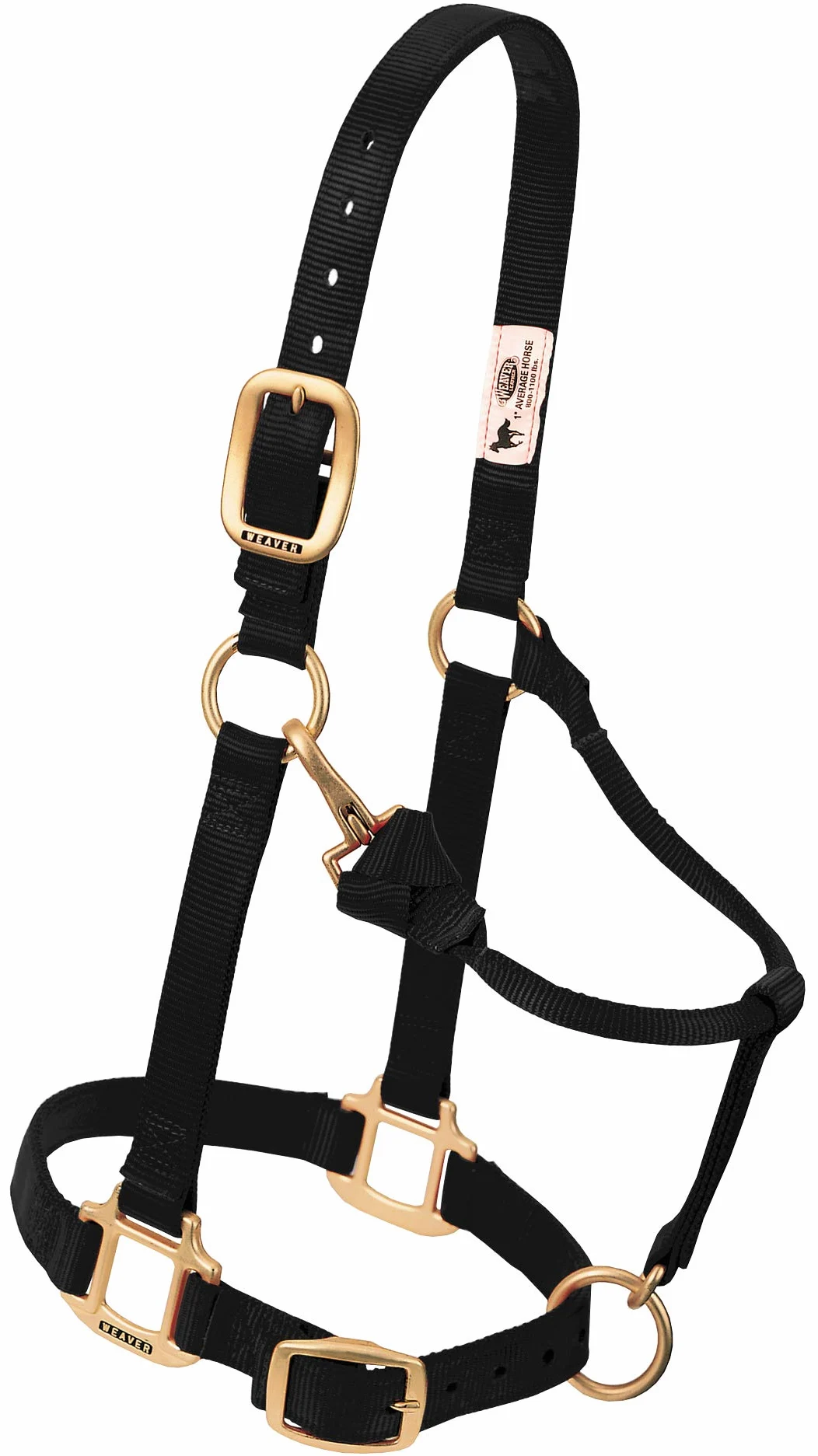 Weaver Leather Cavezza Regolabile in Nylon, per Cavallo di tiro, 2,5 cm, Media, Nero