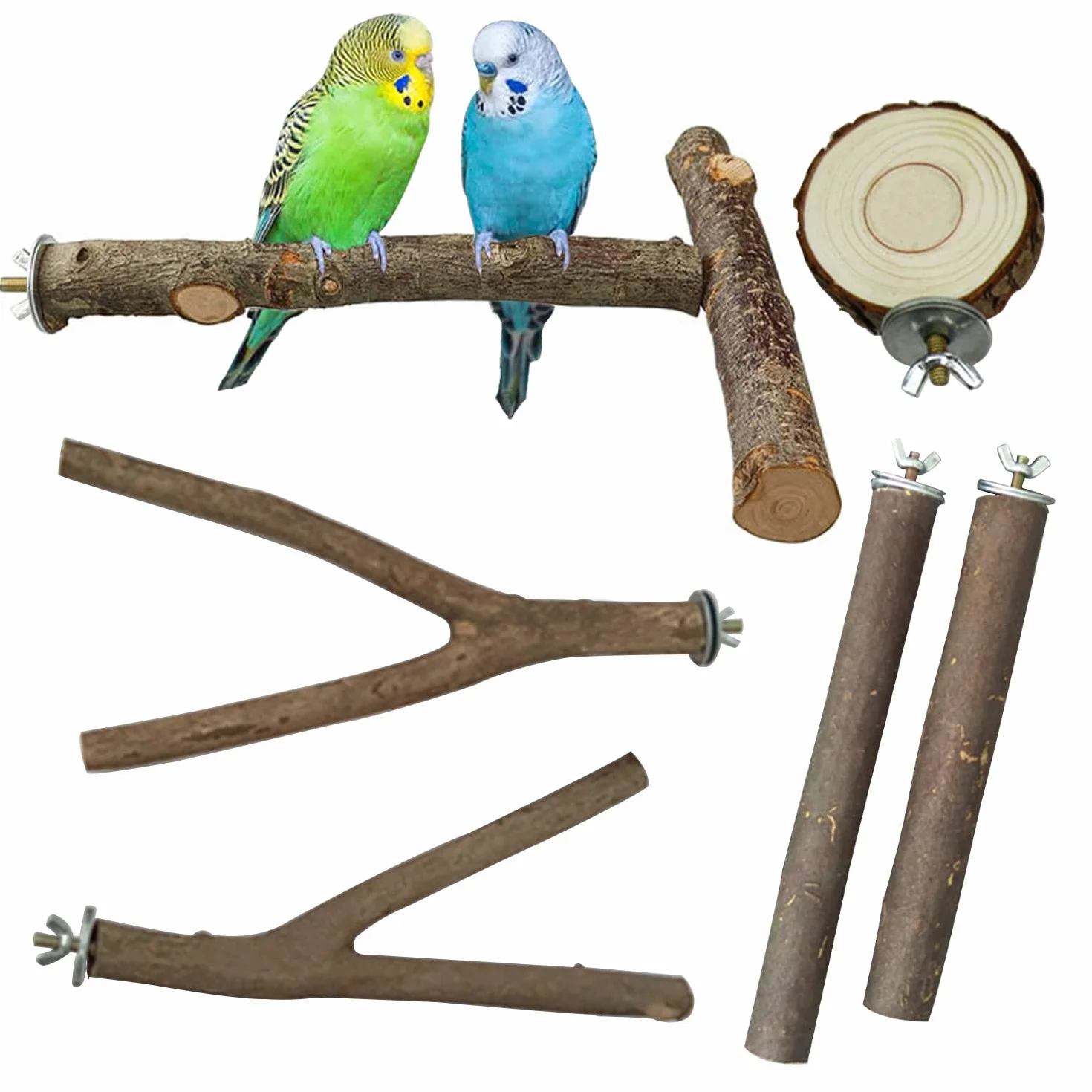 6 Pz Posatoi per Uccelli, Posatoi in Legno Posatoio per Pappagalli per Posatoi Legno per Pappagalli, Posatoi per Uccelli Legno Naturale, per African Parrot Birds